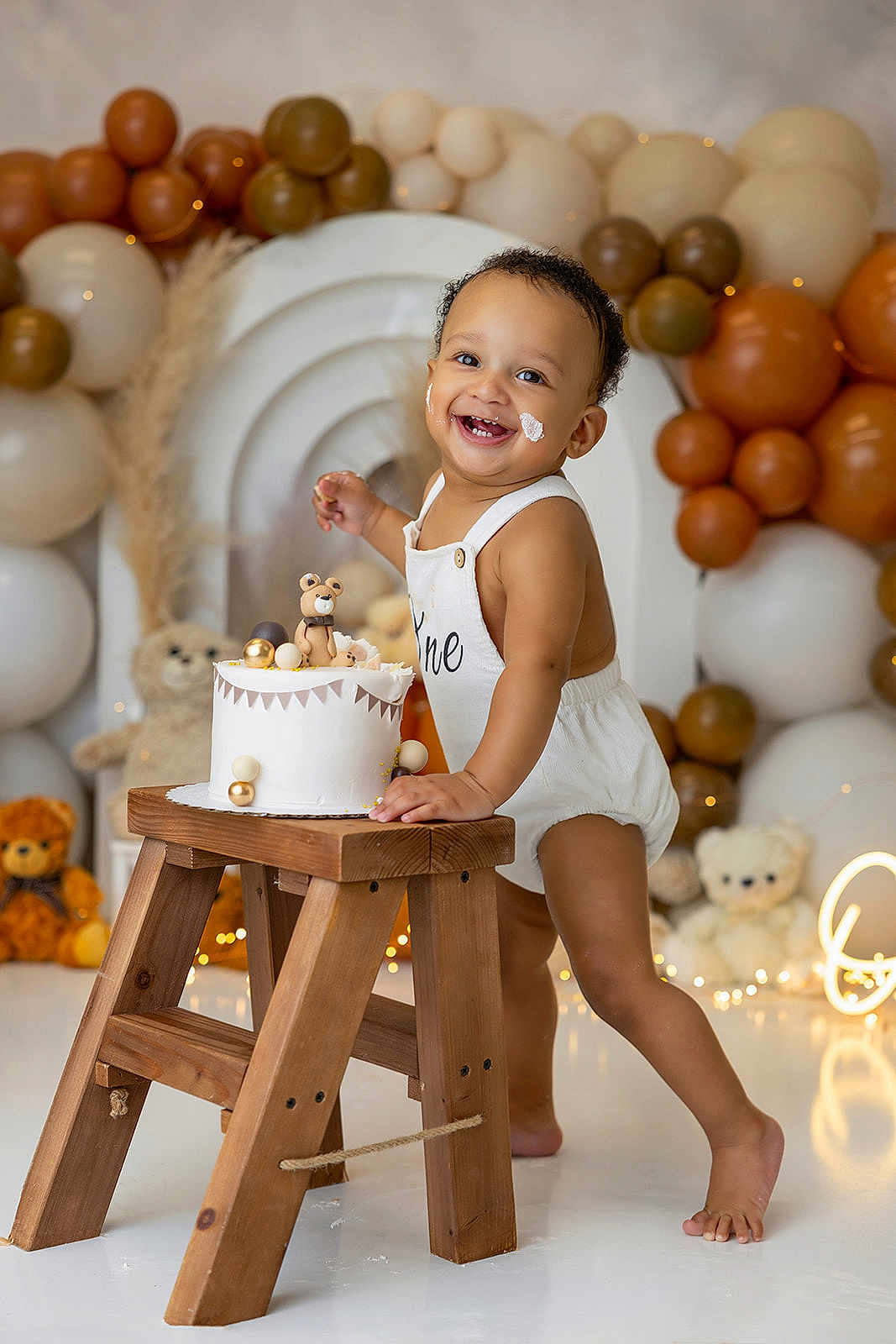 Azarius joined the competition — help win amazing prizes! toddler, child, cake, birthday, smile, wooden_stool, balloons, decorations, teddy_bear, cream, celebration, happy, indoor, party, white_floor, cute, festive, baby, one_year_old, playful