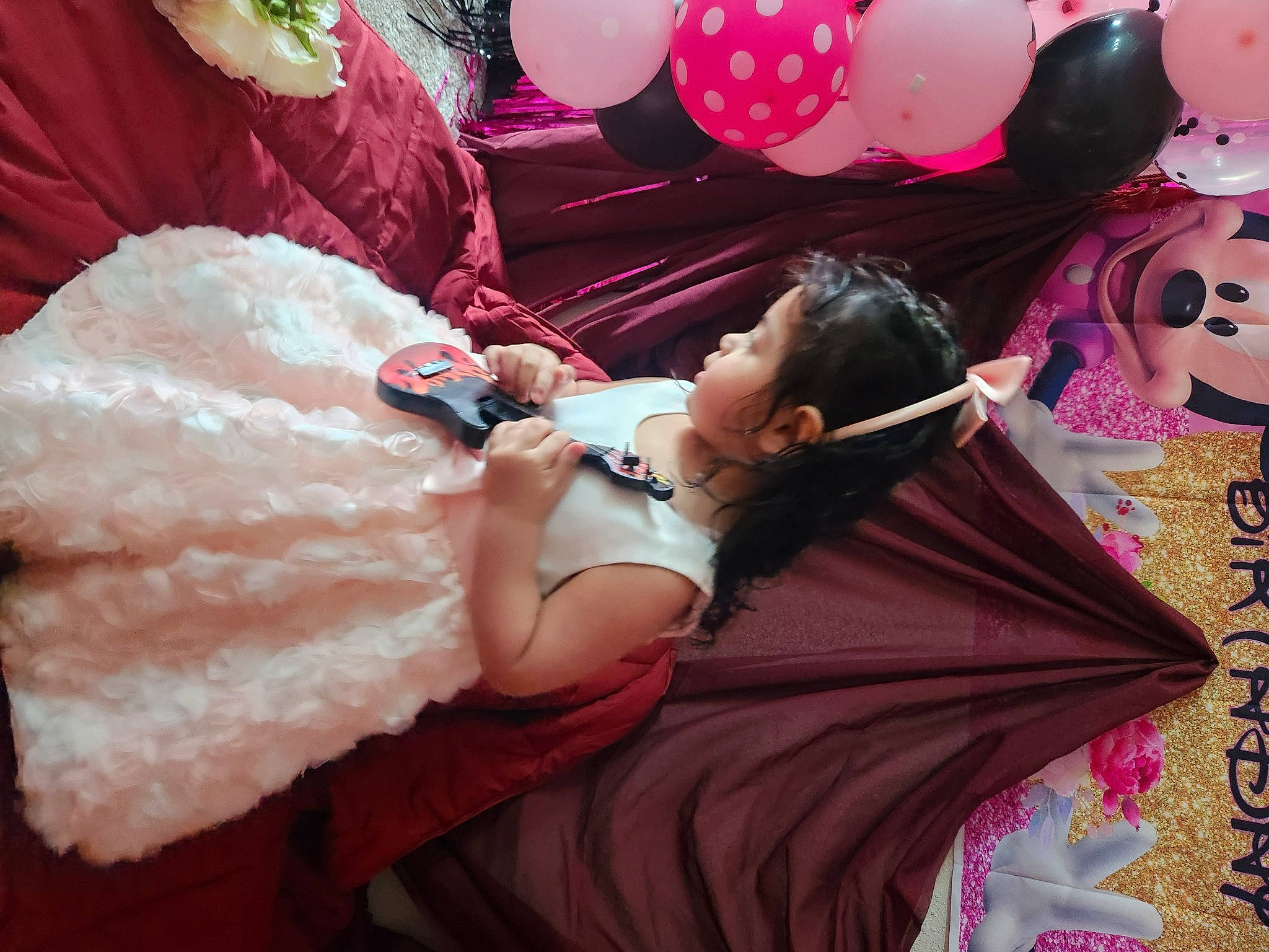 Aisha is registered to the contest to win money with this photo: balloon, beauty, black_hair, bridal_clothing, dress, event, formal_wear, fun, gown, happy, jewellery, magenta, peach, person, petal, pink, purple, red, romance, textile