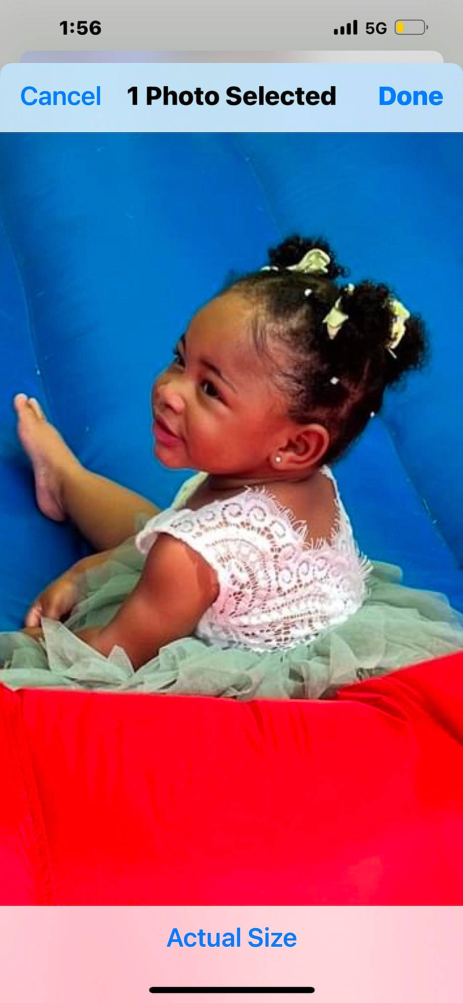 Hermione joined the competition — help win amazing prizes! baby, baby_toddler_clothing, child, dress, event, fun, hair_tie, happy, leisure, magenta, person, recreation, room, shoulder, sitting, skin, smile, toddler, vacation