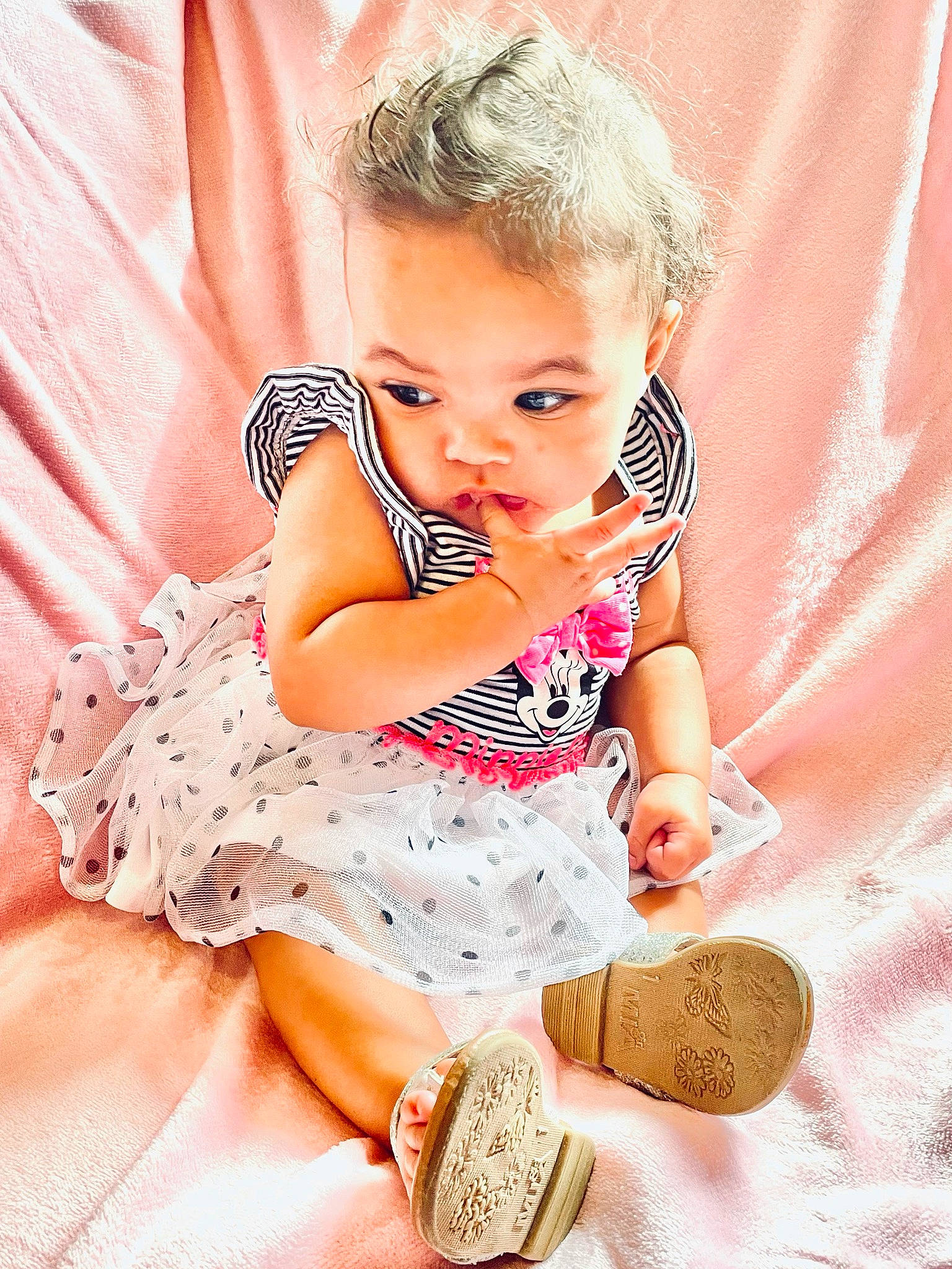 Chelsea joined the competition — help win amazing prizes! baby, baby_products, baby_toddler_clothing, beauty, blond, child, coin, design, dress, face, finger, hand, happy, pattern, person, pink, product, skin, sleeve, textile