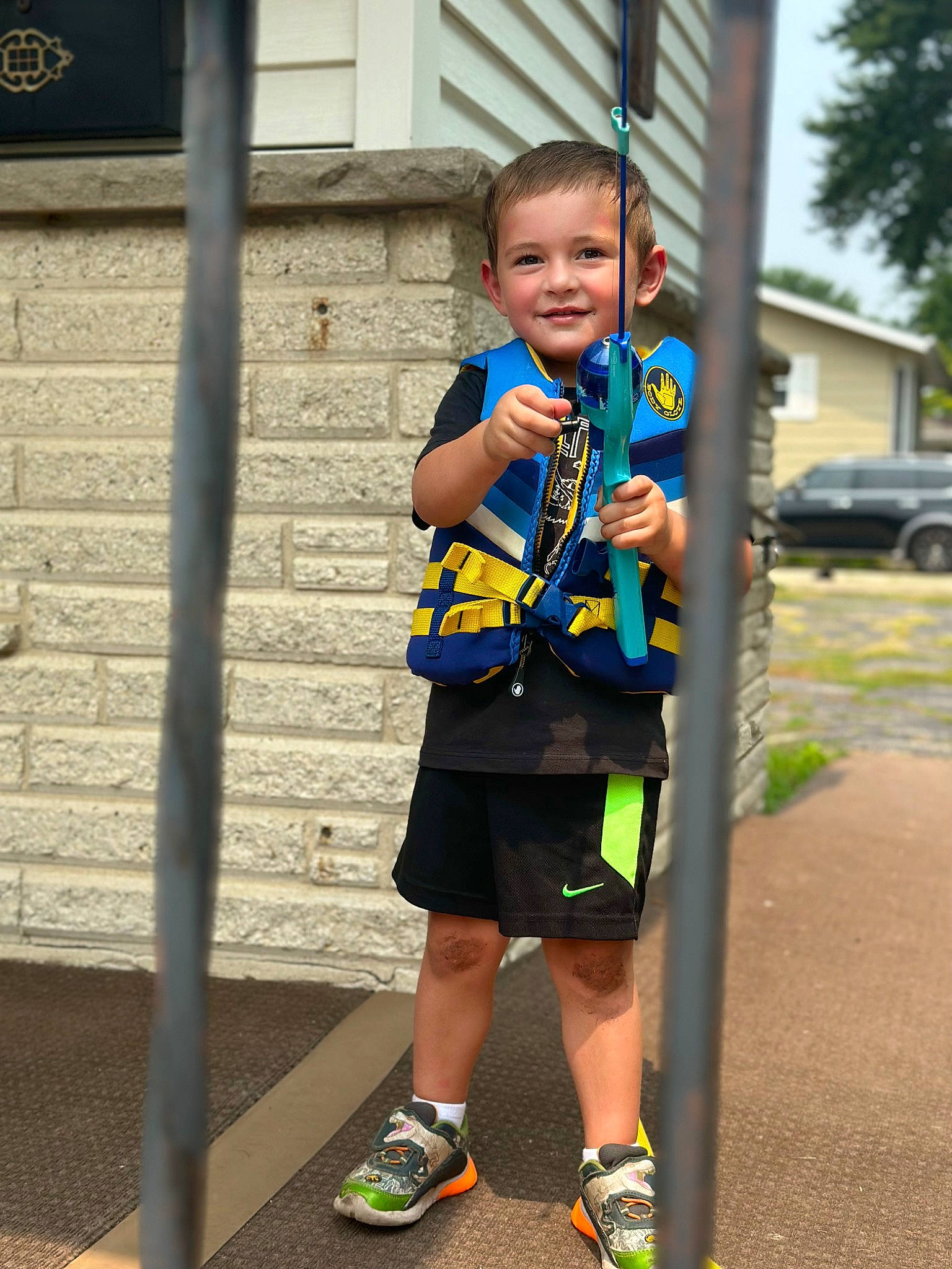 Jaxsyn is registered to the contest to win money with this photo: asphalt, car, child, competition_event, electric_blue, fun, happy, joy, leisure, person, physical_fitness, play, recreation, shorts, shoulder, smile, sports, sportswear, t_shirt, toddler