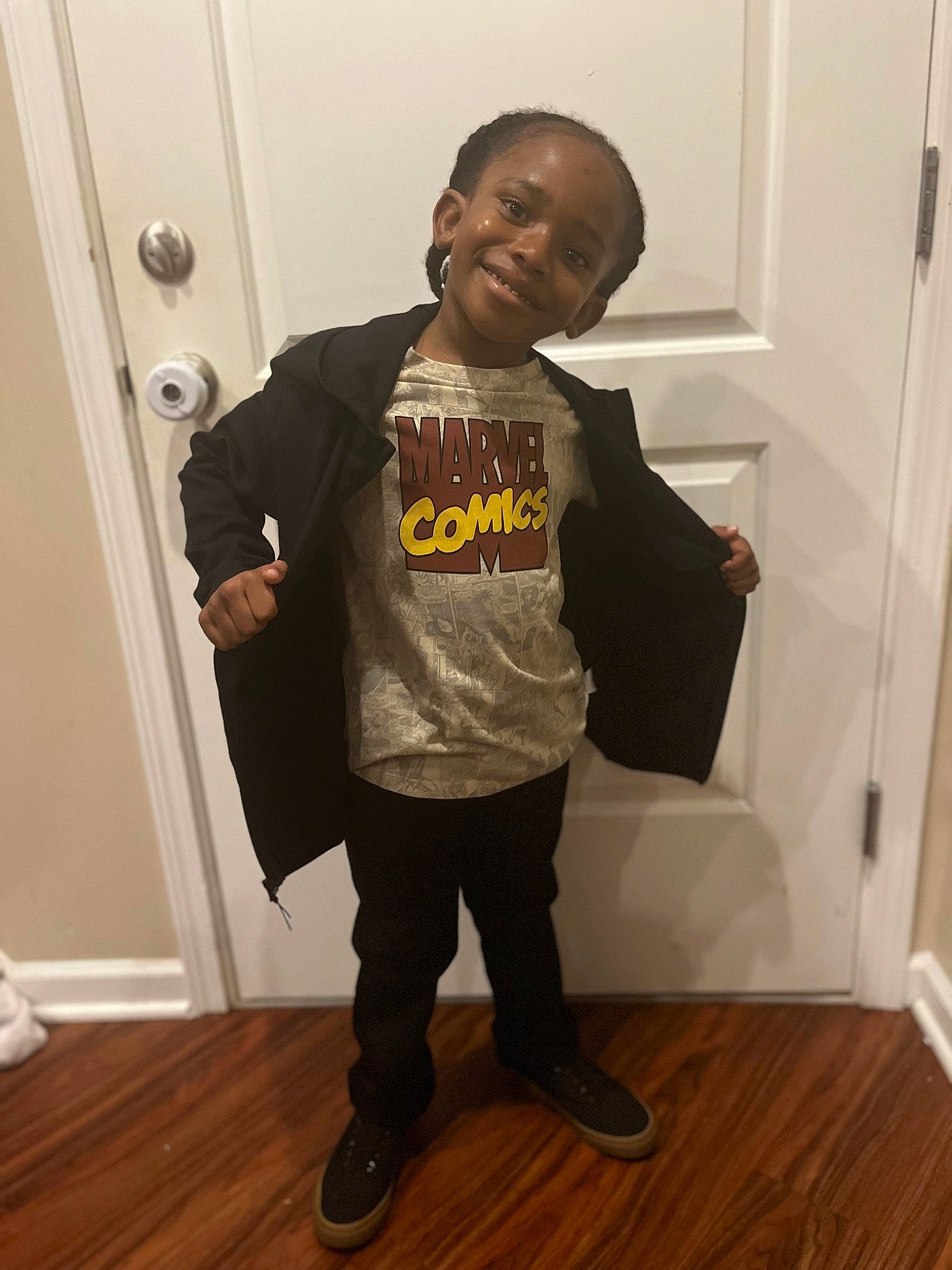 Mekhi joined the competition — help win amazing prizes! baby_toddler_clothing, door, eyewear, face, floor, flooring, fun, happy, hardwood, home_door, joy, laminate_flooring, person, sleeve, smile, sportswear, t_shirt, toddler, varnish, waist
