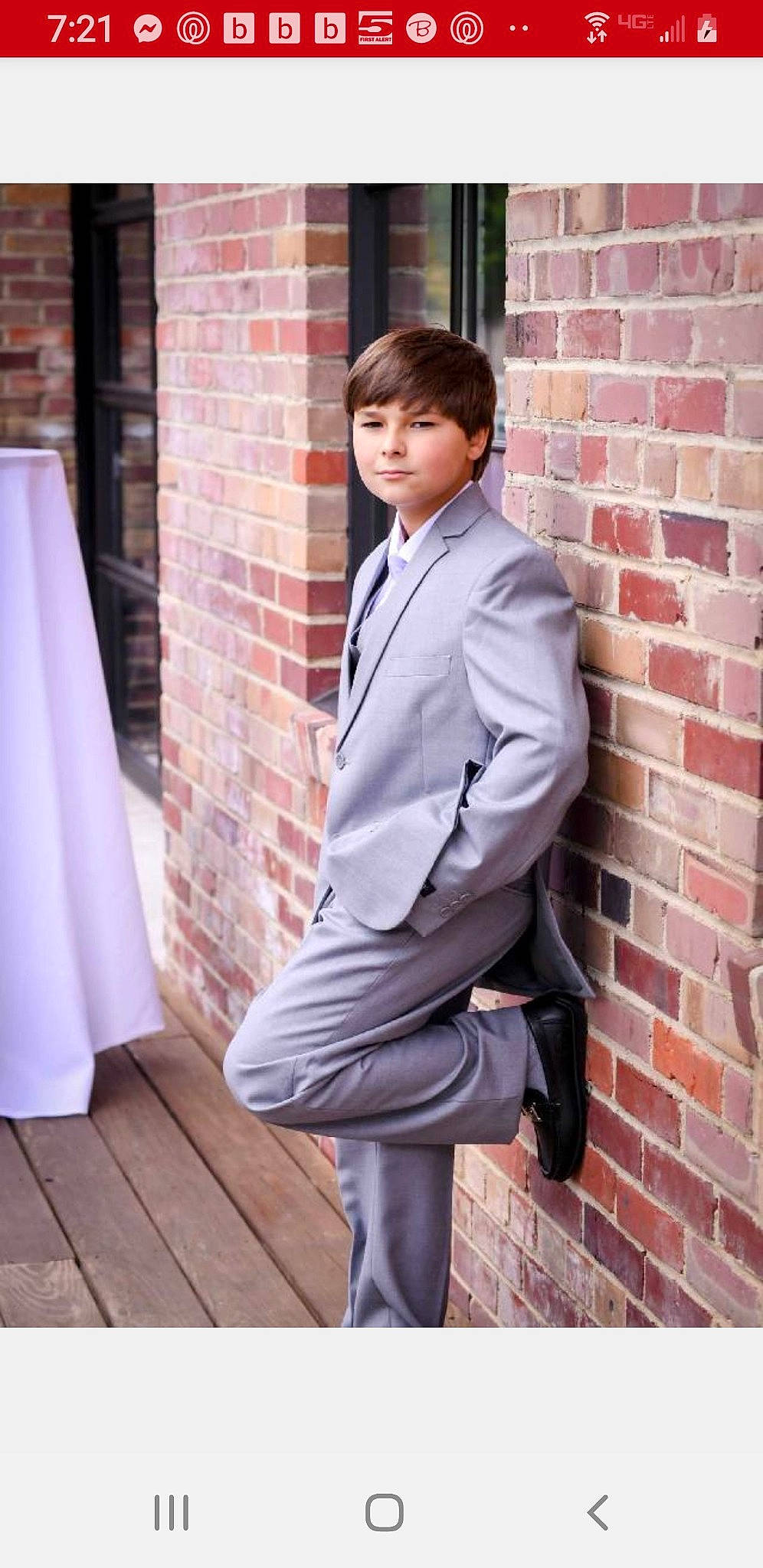 Wyatt joined the competition — help win amazing prizes! blazer, brick, brickwork, collar, dress_shirt, electric_blue, event, flash_photography, formal_wear, neck, outerwear, person, sitting, sleeve, suit, tie, tuxedo, uniform, waist, white_collar_worker
