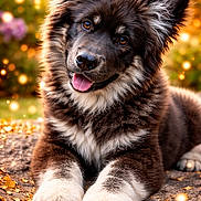 Buzo is registered to the contest to win money with this photo: animal, autumn, bokeh, brown_fur, closeup, cute, dog, ears_up, eyes, fluffy, ground, happy, leaves, nature, outdoor, portrait, puppy, smiling, tongue_out, white_paws