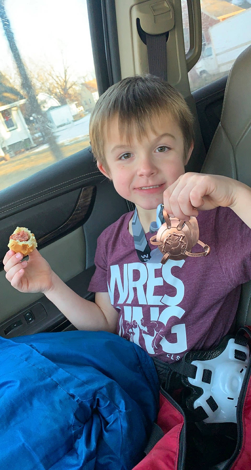 Brynlee joined the competition — help win amazing prizes! automotive_exterior, car, car_seat, child, cool, finger, fun, gesture, hand, happy, joy, mammal, motor_vehicle, person, sleeve, smile, thumb, toddler, vehicle, vehicle_door