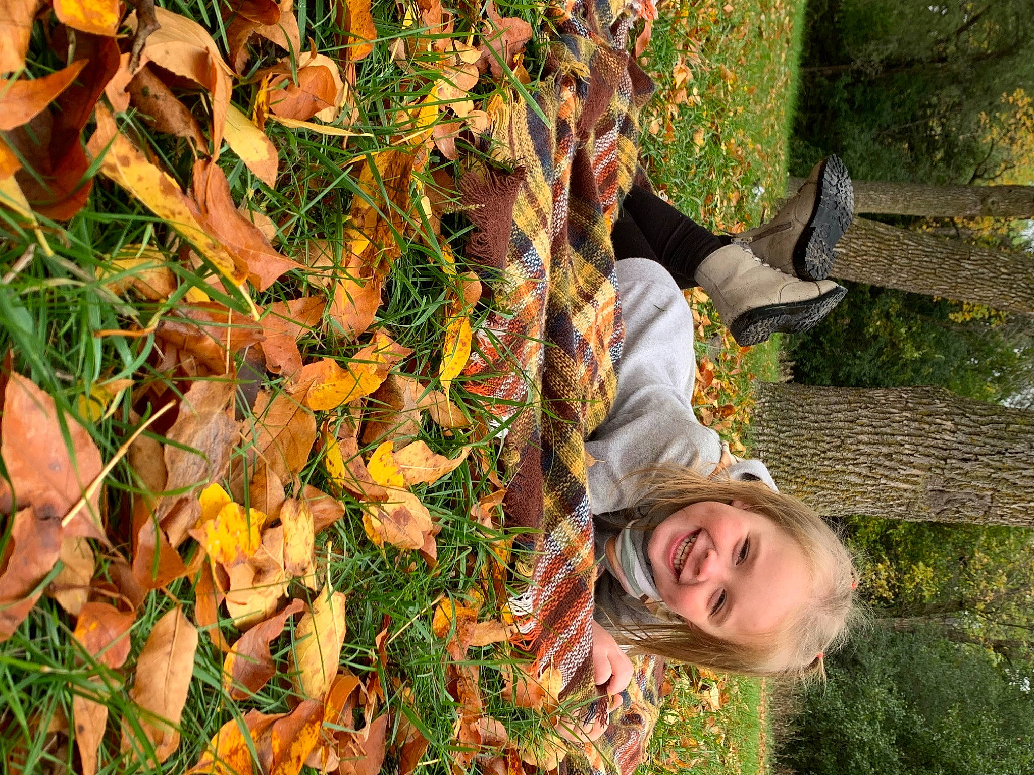 Blaire joined the competition — help win amazing prizes! autumn, botany, branch, clothing, deciduous, fun, grass, happy, joy, leaf, leisure, organism, pattern, people_in_nature, person, photograph, plant, smile, tree, trunk