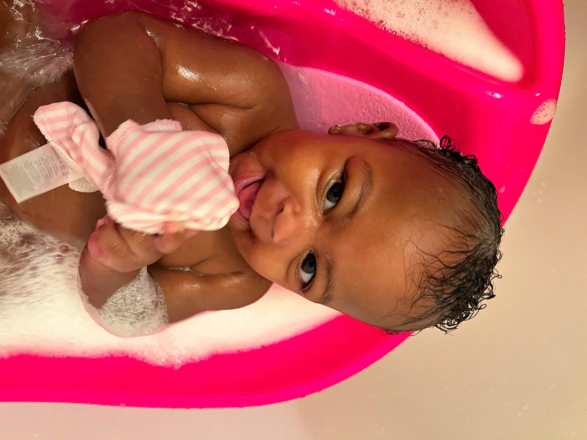 Kari joined the competition — help win amazing prizes! baby, bathing, cheek, chin, eye, eyebrow, eyelash, face, finger, gesture, happy, head, headgear, lip, mouth, neck, nose, person, pink, skin