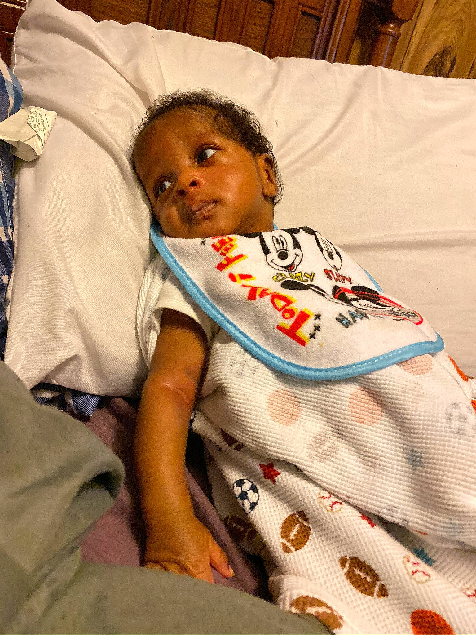 Jamarion is registered to the contest to win money with this photo: baby, bedding, bedtime, blanket, cheek, child, comfort, event, finger, fun, happy, linens, nap, nose, person, room, skin, sleep, t_shirt, toddler