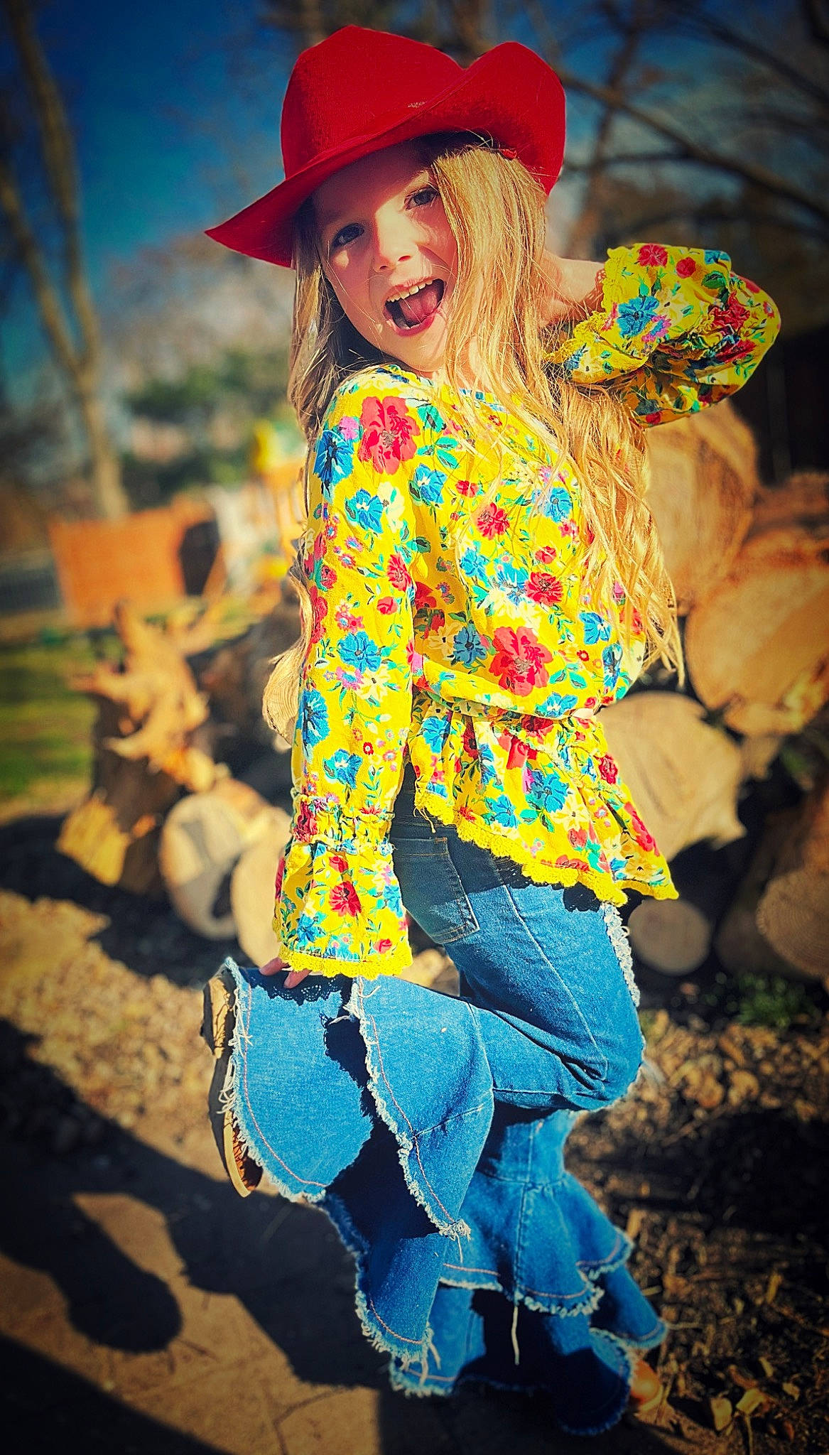 Remington joined the competition — help win amazing prizes! beauty, child, cool, electric_blue, event, fashion_design, flash_photography, fun, grass, hairstyle, happy, hat, headwear, leaf, long_hair, magenta, people_in_nature, person, plant, shoulder