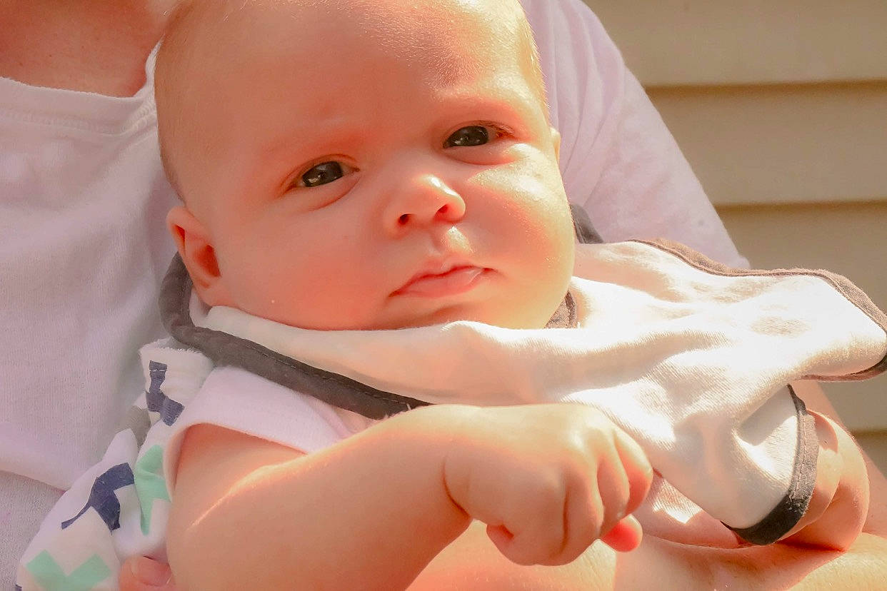 Elliot joined the competition — help win amazing prizes! baby, baby_toddler_clothing, cheek, comfort, dress, eye, eyebrow, finger, gesture, hand, head, human_body, iris, lip, mouth, nose, person, product, skin, sleeve