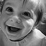 Loan participe au concours pour gagner de l'argent avec cette photo : baby, child, smile, face, portrait, close_up, happy, eyes, hair, black_and_white, infant, cute, young, person, clothing, light, expression, indoors, toddler, skin