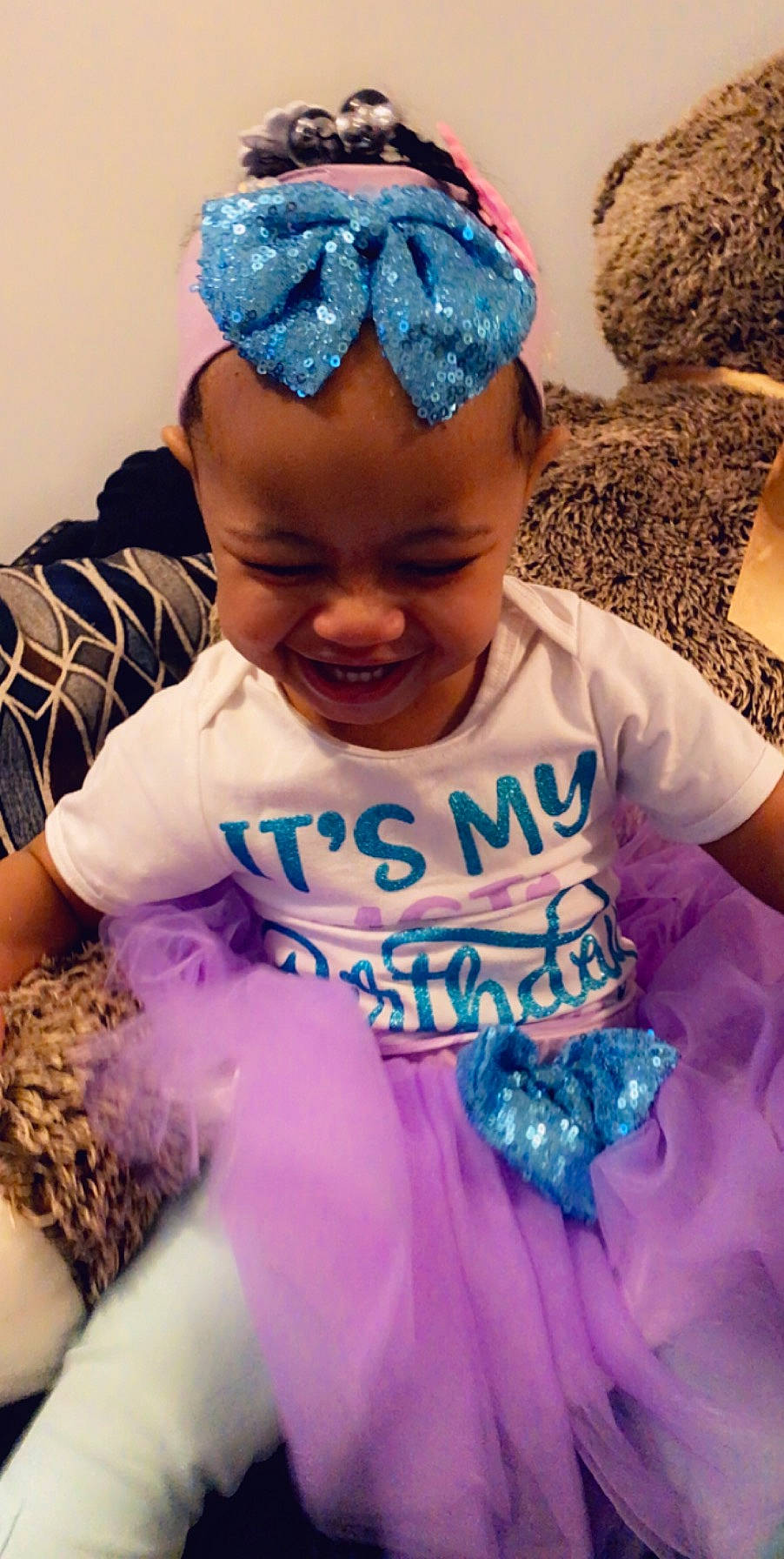 Kylah joined the competition — help win amazing prizes! baby, baby_toddler_clothing, blue, child, clothing, cool, costume, fashion_accessory, hair_accessory, headband, headgear, headpiece, headwear, joy, person, pink, purple, toddler, turquoise