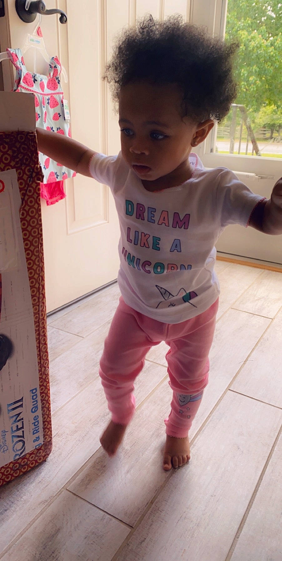 Kylah joined the competition — help win amazing prizes! baby, child, person, pink, play, skin, smile, standing, toddler