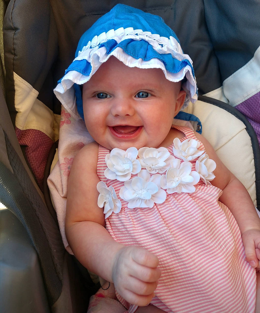 Margo joined the competition — help win amazing prizes! baby, baby_products, bonnet, child, dress, fashion_accessory, finger, hair_accessory, hand, headgear, headwear, joy, person, pink, product, skin, smile, toddler