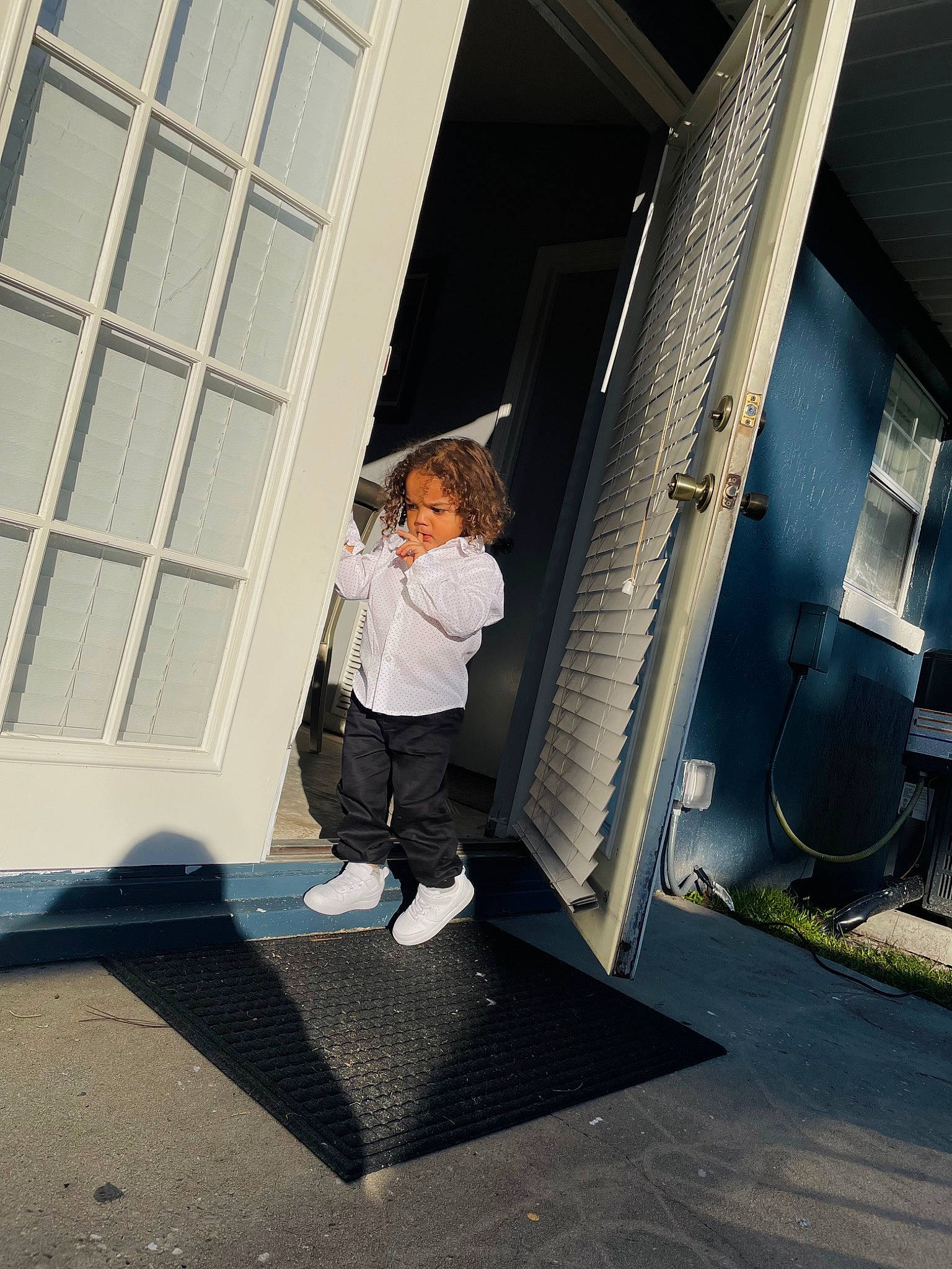 Tay joined the competition — help win amazing prizes! asphalt, building, child, composite_material, concrete, daylighting, denim, flooring, fun, house, leisure, person, road_surface, room, shadow, stairs, standing, symmetry, tints_and_shades, toddler