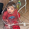barefoot, blanket, cabinet, child, cute, drawer, eyes, face, flash_photography, floor_tile, hair, household, indoors, pajamas, plastic_cover, playtime, sitting, spiderman, toddler, transparent_plastic