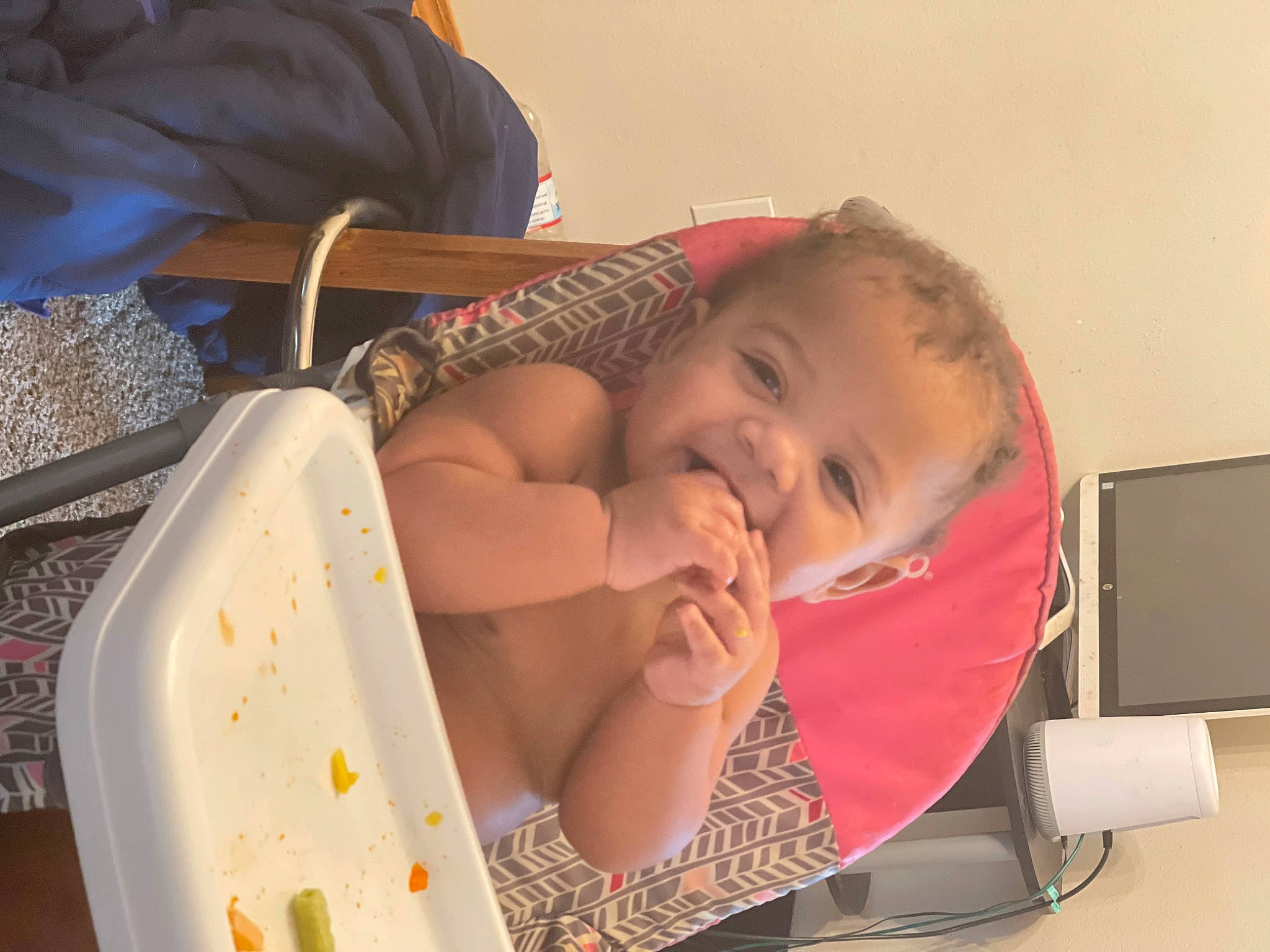 Reign is registered to the contest to win money with this photo: baby, bed, bedtime, cheek, child, comfort, ear, eyelash, eyewear, finger, fun, loudspeaker, nap, nose, office_equipment, output_device, person, room, sitting, sleep