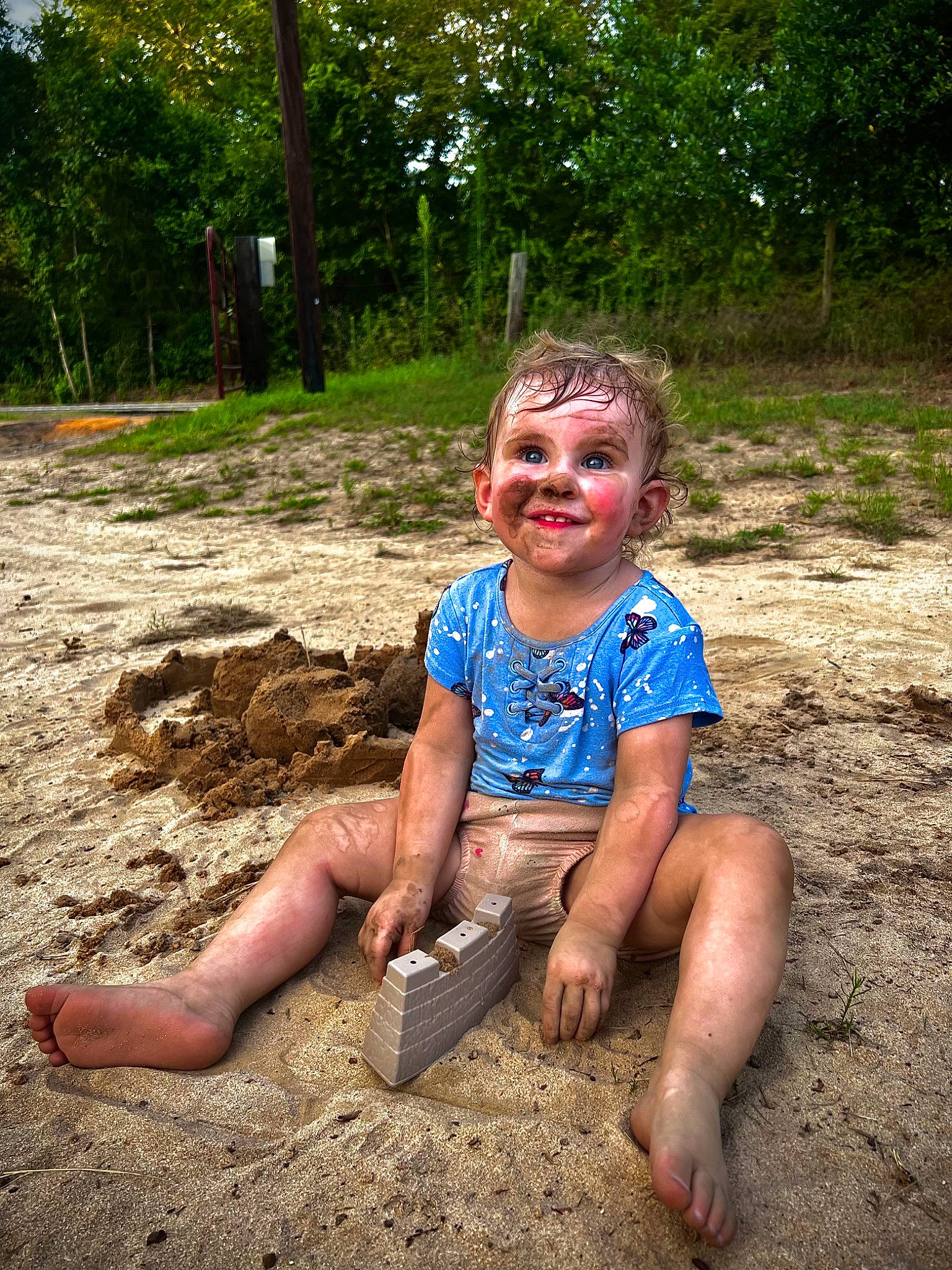 Astrid joined the competition — help win amazing prizes! adaptation, barefoot, fun, grass, happy, joy, landscape, leg, leisure, people_in_nature, person, plant, recreation, sand, smile, soil, summer, t_shirt, thigh, toddler