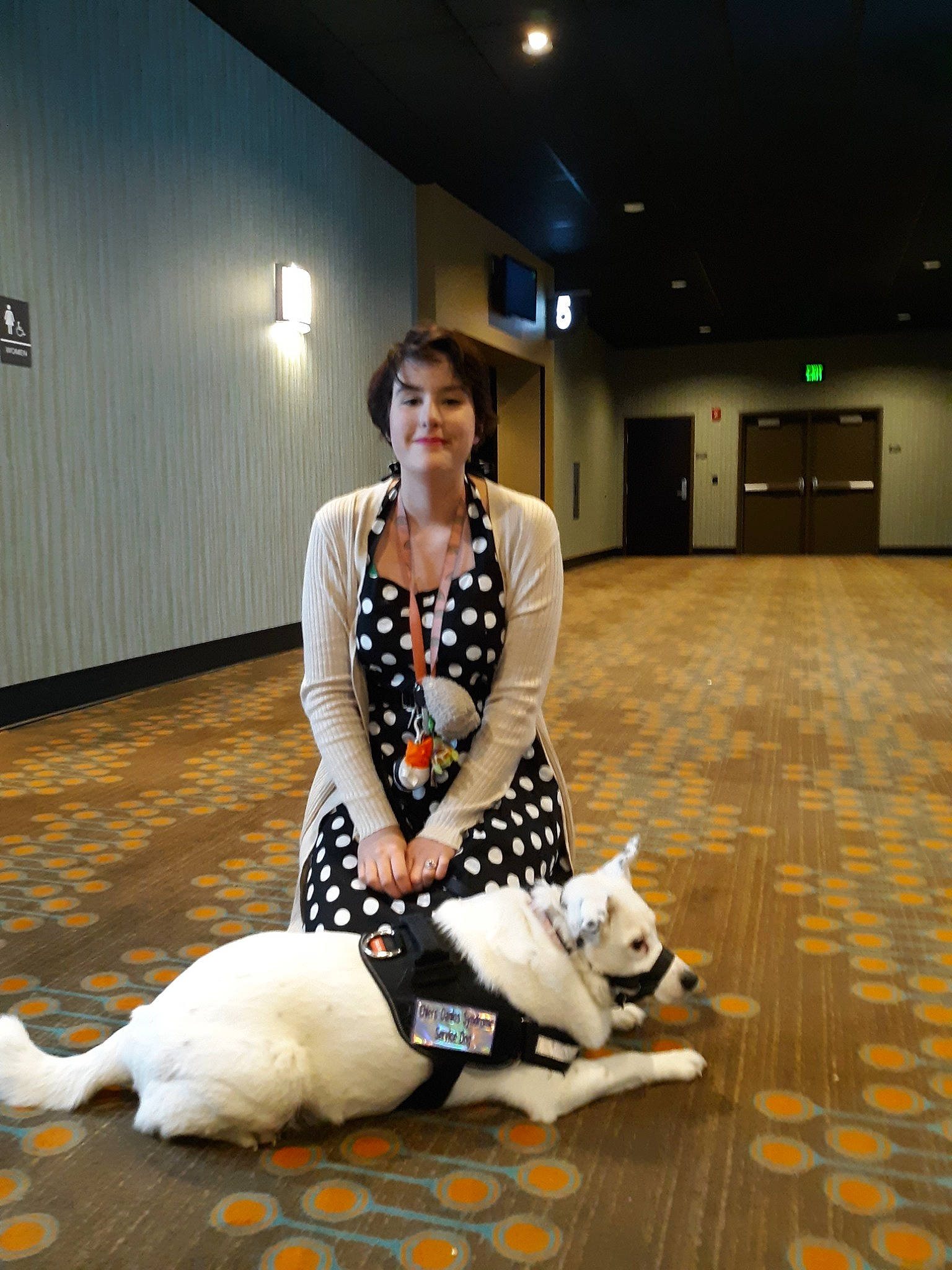 Ayla is registered to the contest to win money with this photo: carnivoran, dog, dog_like_mammal, floor, flooring, fun, fur, girl, joy, mammal, performance_art, person, vertebrate