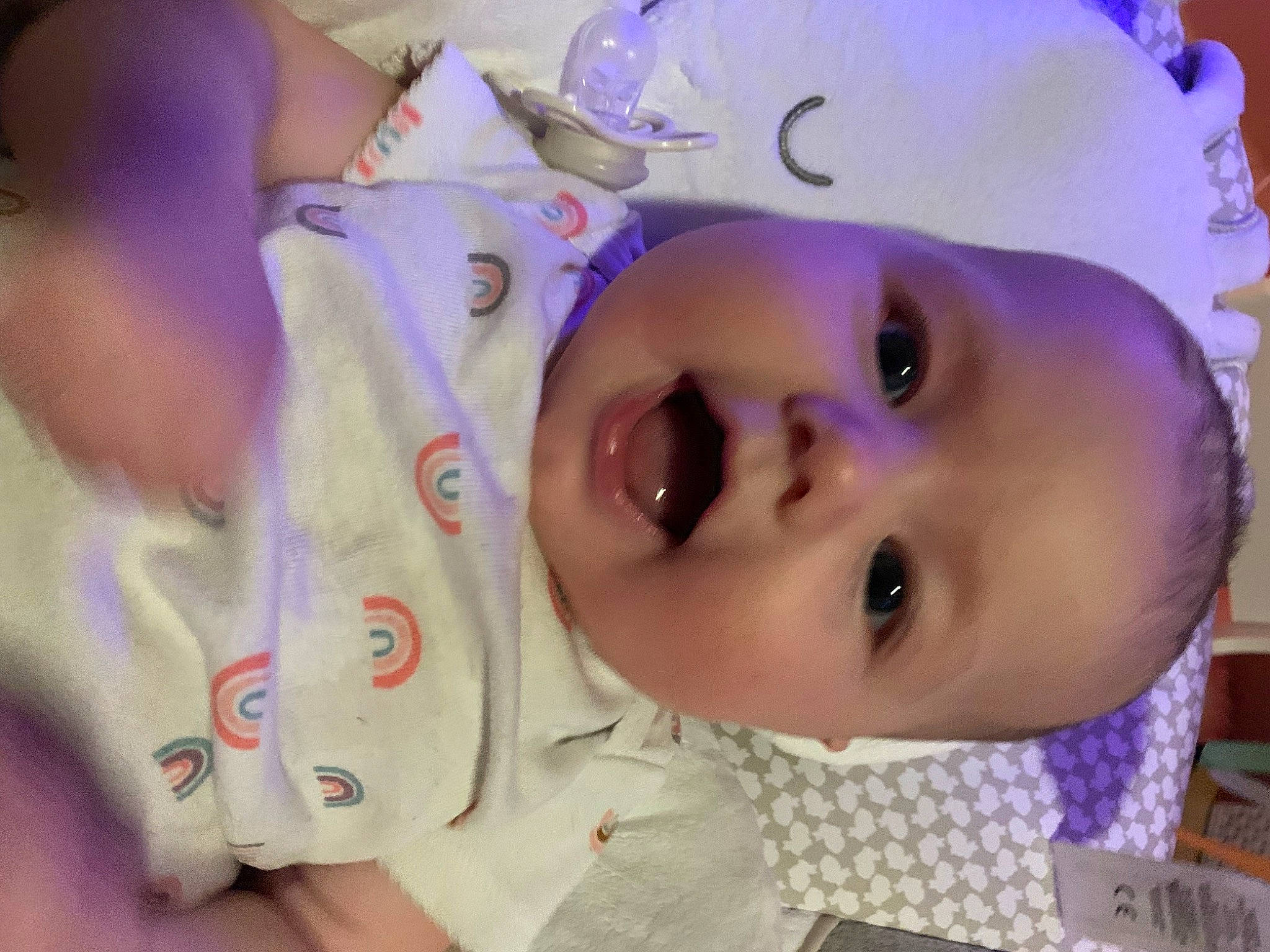 Raelynn joined the competition — help win amazing prizes! baby, baby_products, baby_toddler_clothing, cheek, child, close_up, eyebrow, eyelash, facial_expression, fun, happy, iris, lip, nose, person, pink, purple, skin, textile, toddler