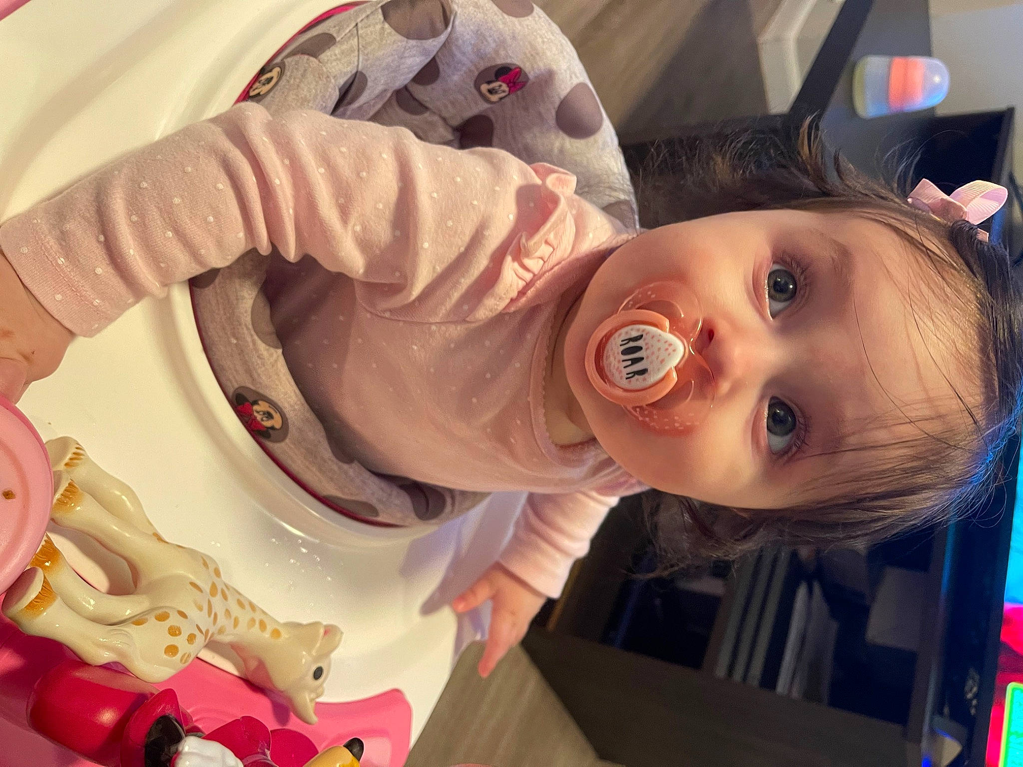 Lexie is registered to the contest to win money with this photo: baby, baby_products, beauty, cheek, child, ear, eyelash, facial_expression, fun, hairstyle, happy, iris, mouth, nose, person, pink, play, room, selfie, surprise