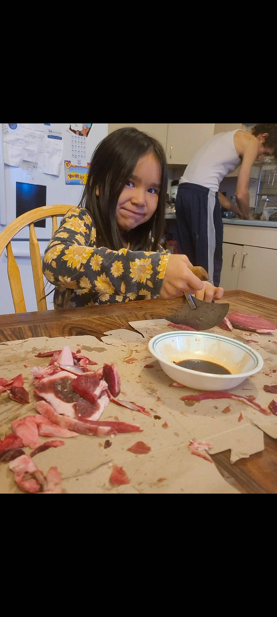 Hazel joined the competition — help win amazing prizes! art, chair, child, comfort_food, cooking, cuisine, dish, dishware, flooring, food, joy, kitchen_utensil, person, plate, recipe, room, serveware, smile, table, tableware