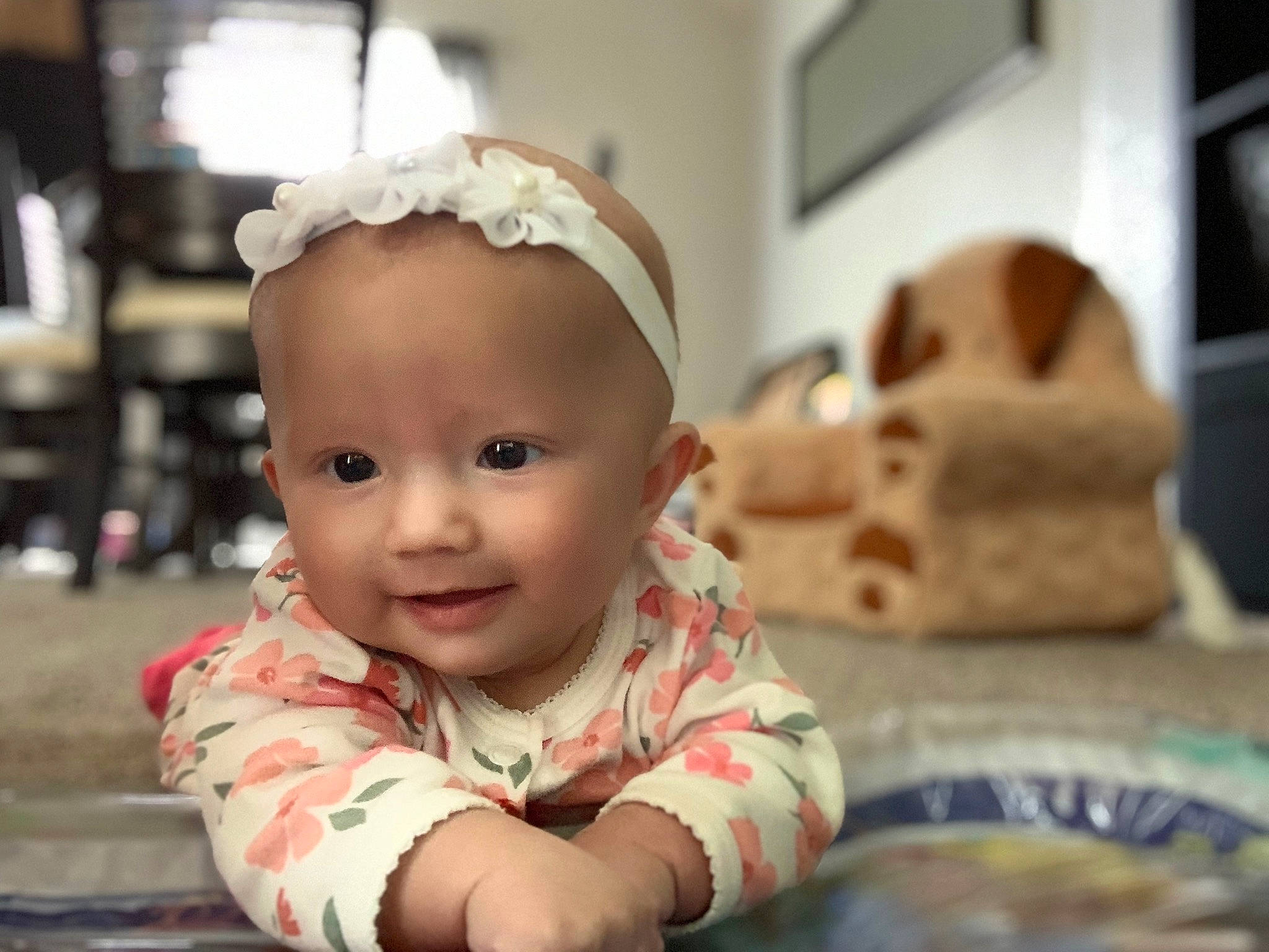 Haley joined the competition — help win amazing prizes! baby, baby_toddler_clothing, cheek, child, event, eyebrow, facial_expression, flooring, fun, happy, headgear, iris, person, picture_frame, room, sitting, skin, smile, toddler, tummy_time