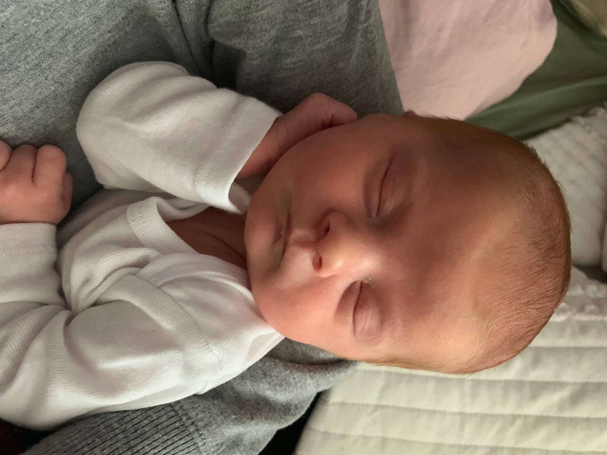 Scarlett is registered to the contest to win money with this photo: arm, baby, baby_toddler_clothing, bedtime, cheek, child, comfort, eye, eyebrow, hand, head, iris, linens, lip, mouth, nose, person, skin, sleep, sleeve