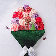 Nyurri joined the competition — help win amazing prizes! baby, sleeping, fabric_flowers, bouquet, blanket, headwear, butterfly, green_cloth, white_bow, soft_texture, pink, red, purple, pastel_colors, wrapped, cute, infant, creative_photography, portrait, flower_bed