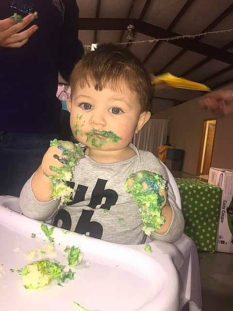 Braxton is registered to the contest to win money with this photo: birthday, birthday_cake, buttercream, cake, cake_decorating, child, dessert, eating, face, food, head, party, person, toddler