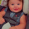 Rayleigh joined the competition — help win amazing prizes! baby, car_seat, child, blanket, smile, blue_eyes, clothing, safety_harness, infant, cute, happy, indoor, head_support, soft_texture, adorable, portrait, young_child, seatbelt, toddler, baby_girl