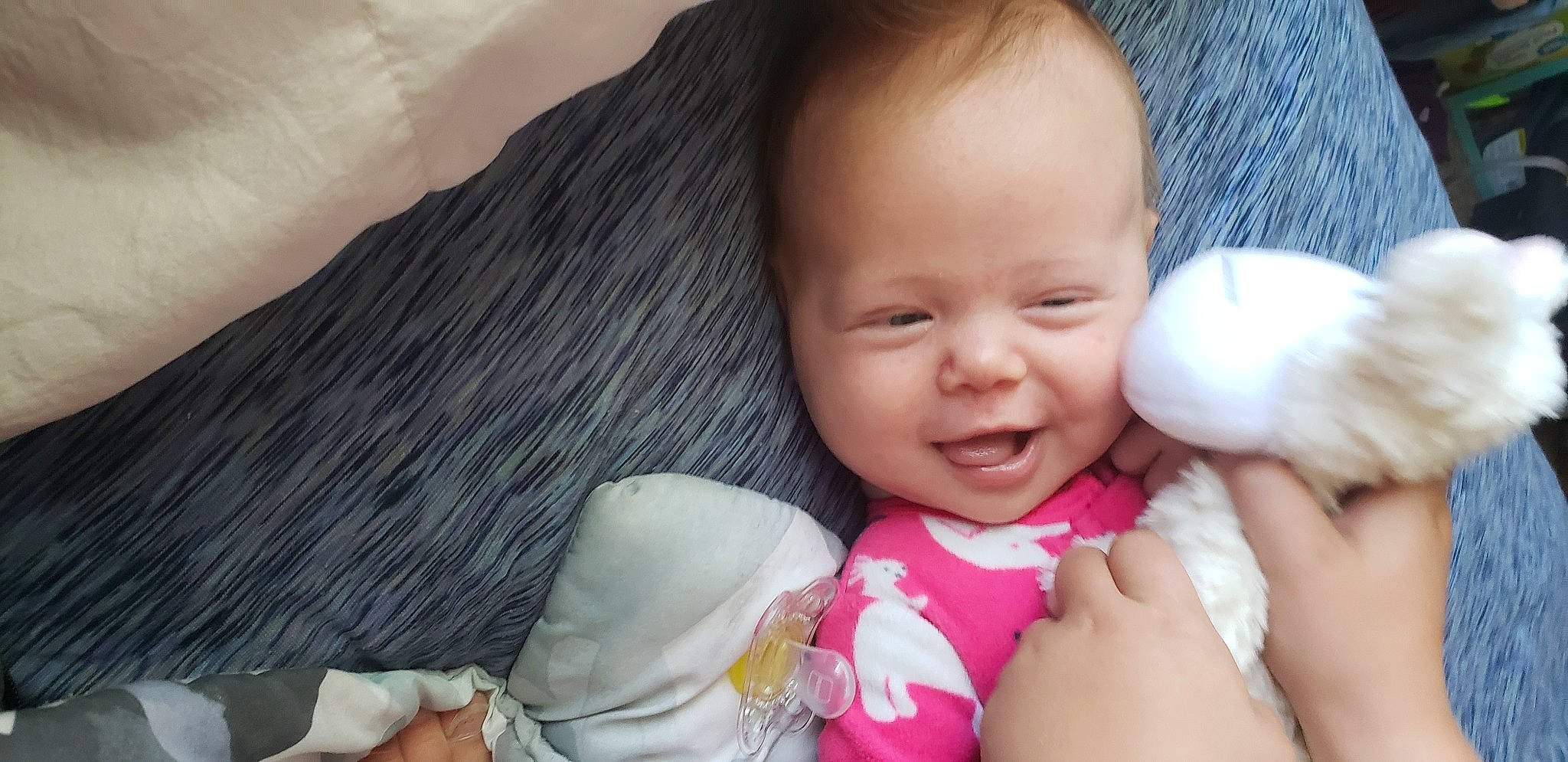 Kenley is registered to the contest to win money with this photo: baby, baby_products, cheek, child, face, finger, happy, mouth, nose, person, pink, play, skin, smile, toddler