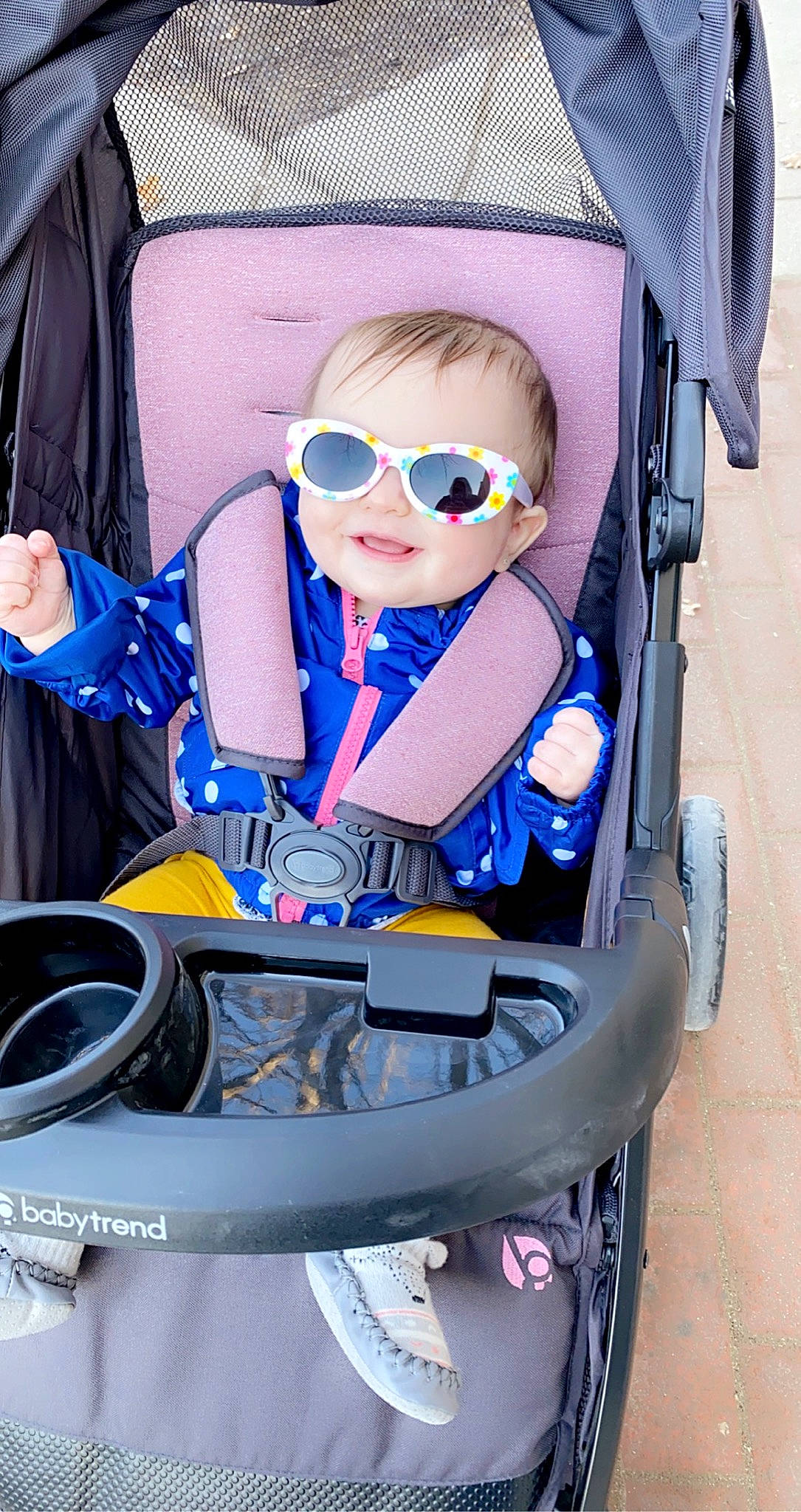 Bexleigh joined the competition — help win amazing prizes! auto_part, automotive_design, baby, baby_carriage, baby_products, car_seat, child, comfort, electric_blue, eyewear, fun, glasses, goggles, person, personal_protective_equipment, photograph, purple, sunglasses, toddler, vision_care