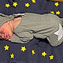 newborn, baby, sleeping, onesie, hat, moon, stars, blanket, blue, yellow, cozy, infant, cute, portrait, resting, soft, child, toddler, face, peaceful