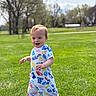 Ozias is registered to the contest to win money with this photo: toddler, child, smiling, outdoor, grass, greenery, daylight, nike, clothing, walking, happy, young_child, person, casual_wear, shorts, shirt, shoes, nature, trees, playful