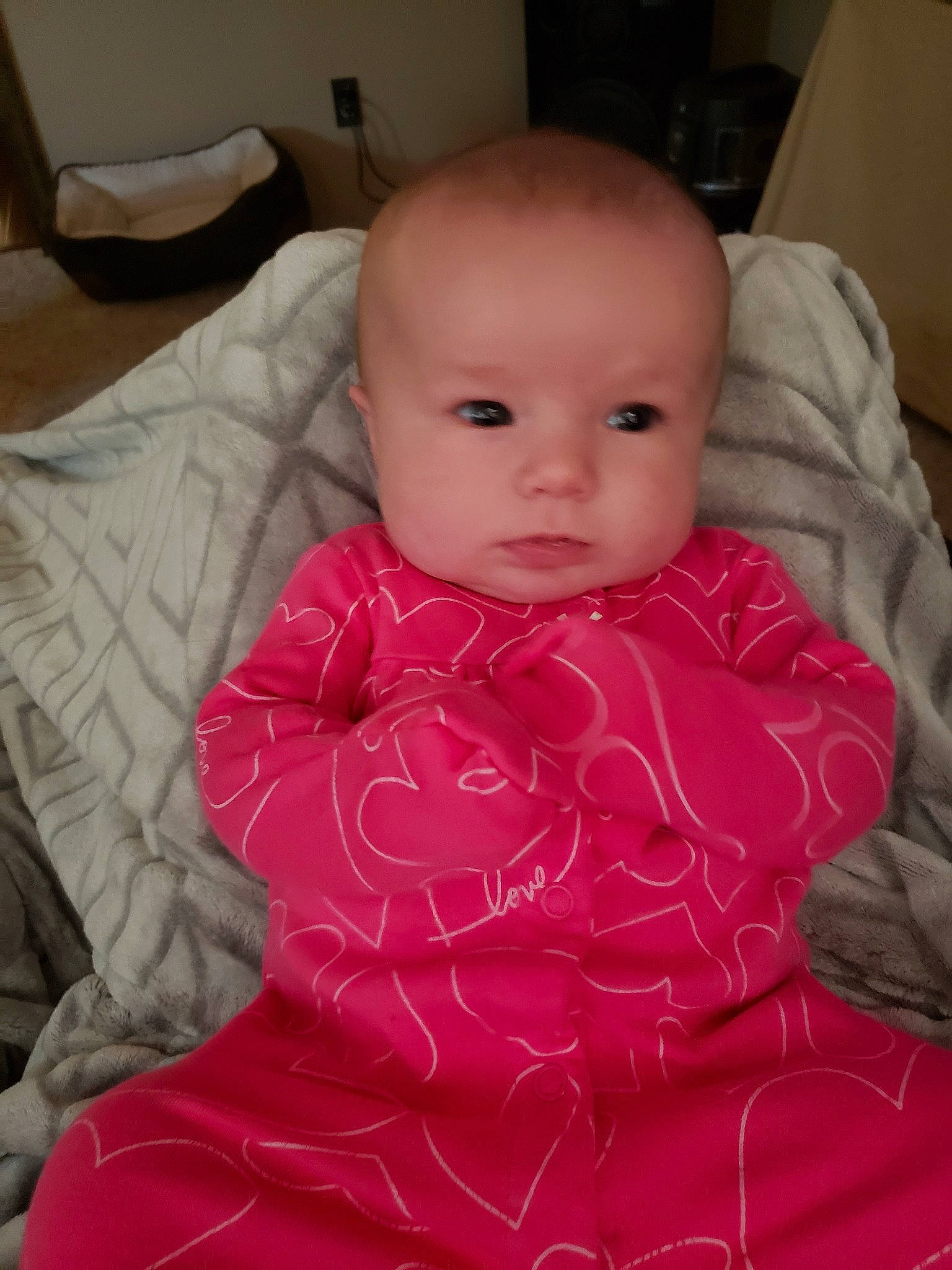 Jaydah joined the competition — help win amazing prizes! baby, cheek, child, chin, eye, face, head, iris, lip, mouth, person, pink, skin, textile, toddler