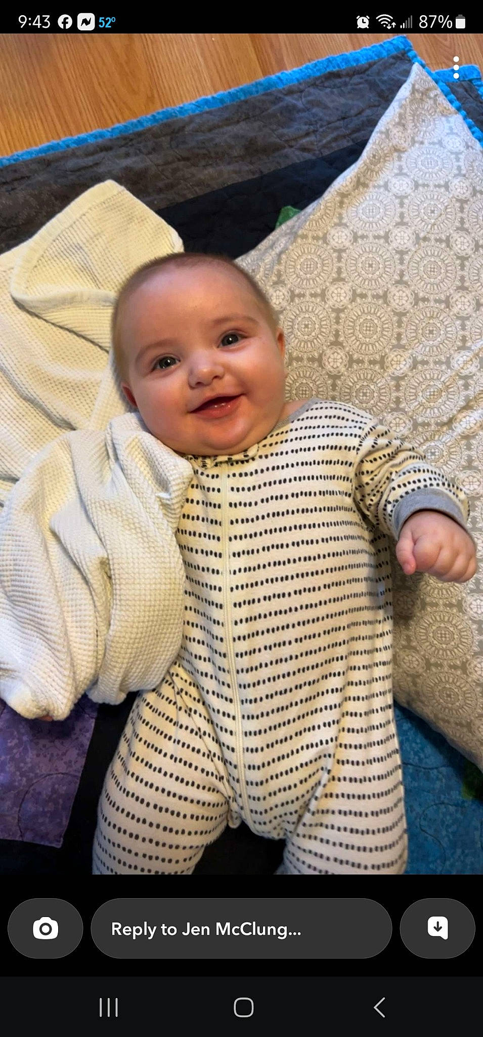 Lincoln is registered to the contest to win money with this photo: baby, baby_toddler_clothing, cheek, comfort, eye, face, finger, flooring, gesture, grass, hand, happy, head, nose, person, skin, sleeve, smile, thumb, toddler