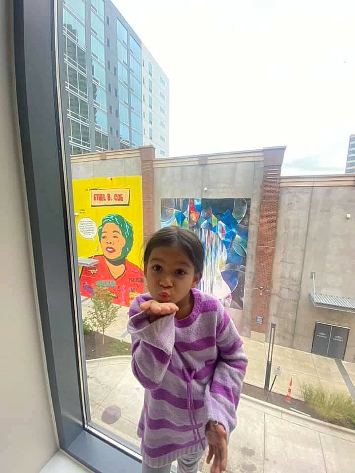 Isabella joined the competition — help win amazing prizes! advertising, baby_toddler_clothing, building, child, city, happy, magenta, person, plant, sky, toddler, travel, vacation