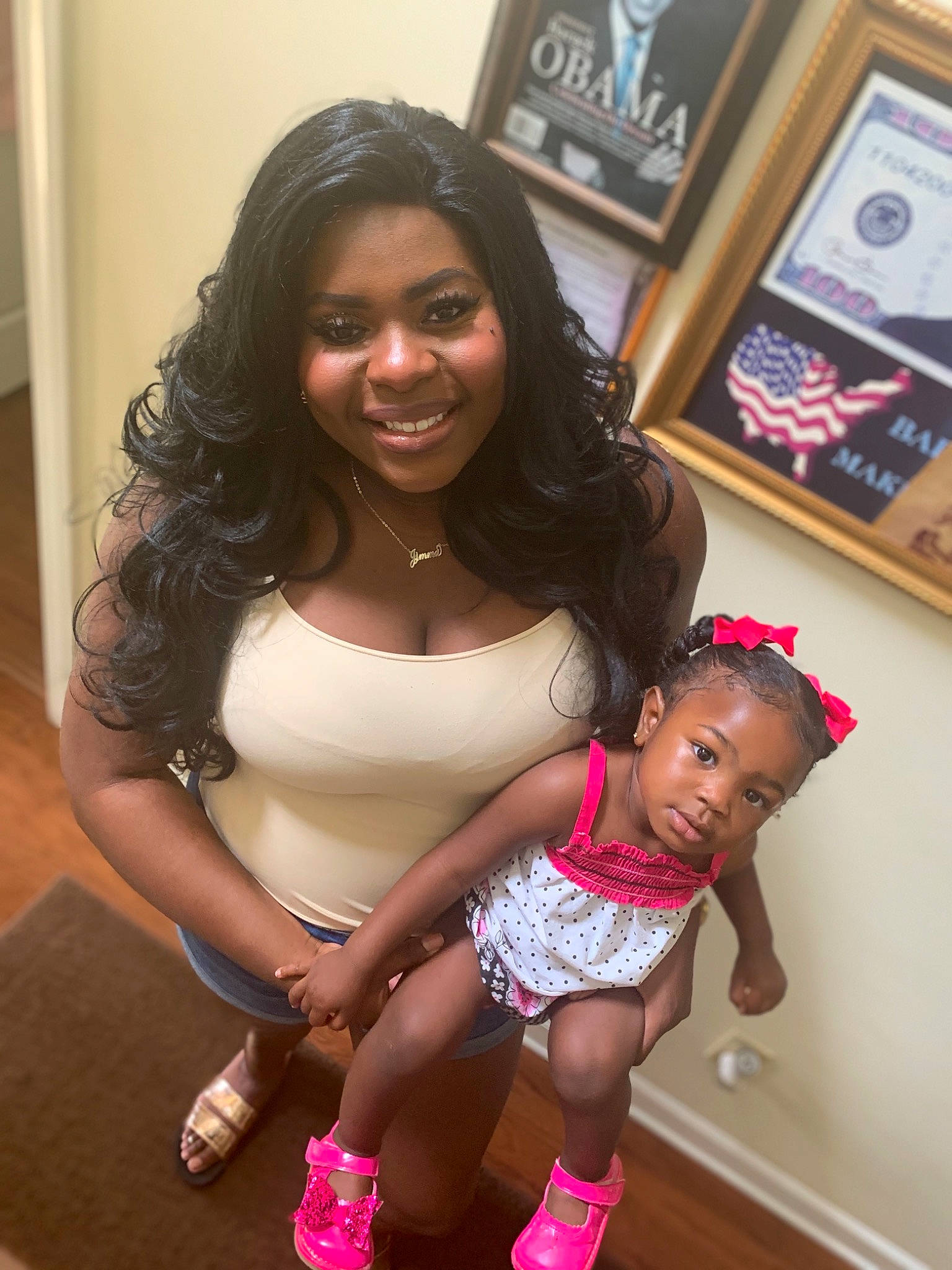 Jimma joined the competition — help win amazing prizes! abdomen, black_hair, child, face, happy, joy, leg, long_hair, party, person, photography, pink, room, skin, smile, thigh, toddler