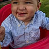 toddler, child, swing, outdoor, grass, smile, happy, face, blue_shirt, play, toy, red_swing, person, young_child, baby, cute, summer, daylight, fun, little_tikes