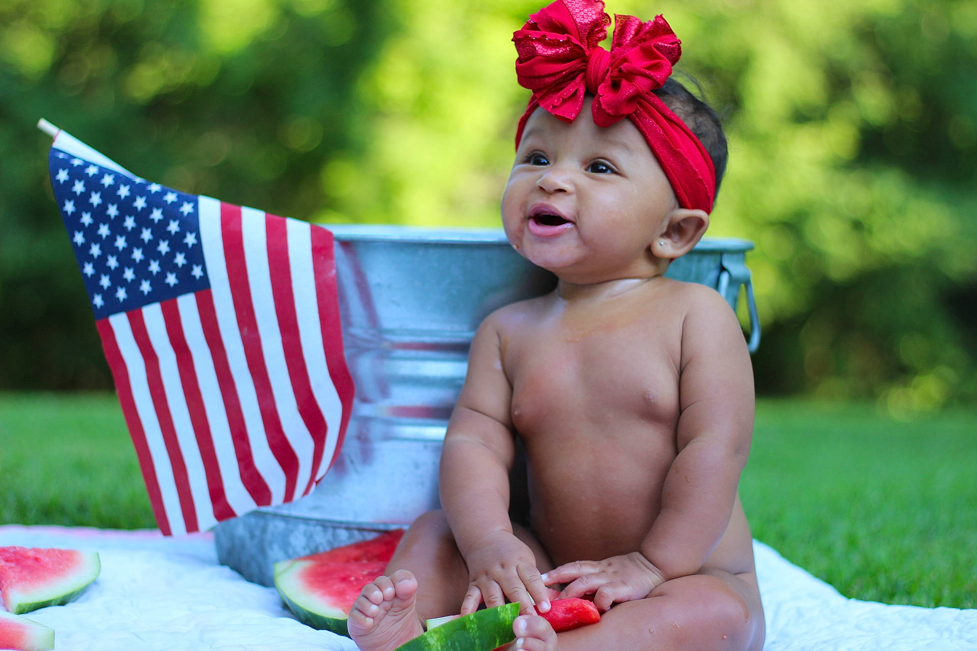 Raeleigh joined the competition — help win amazing prizes! baby, baby_toddler_clothing, child, citrullus, flag_of_the_united_states, food, fun, grass, green, happy, headwear, leisure, natural_foods, person, photograph, pink, plant, red, smile, summer