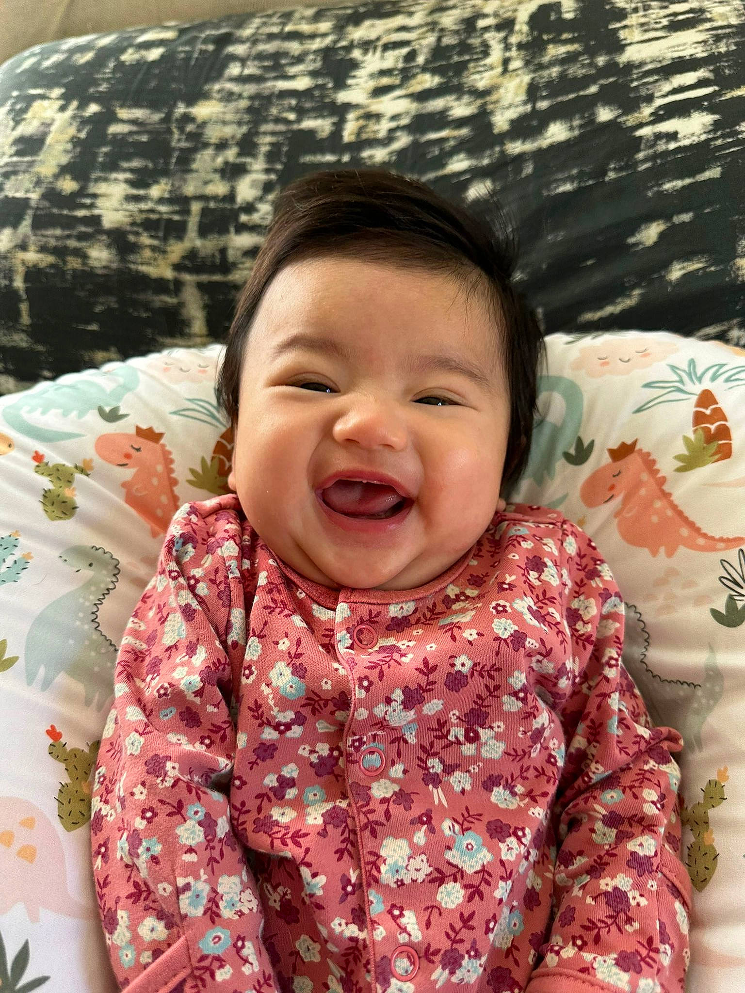 Clarissa is registered to the contest to win money with this photo: baby, baby_toddler_clothing, cheek, child, chin, comfort, eye, face, fun, happy, head, linens, lip, mouth, nose, person, skin, sleeve, smile, textile