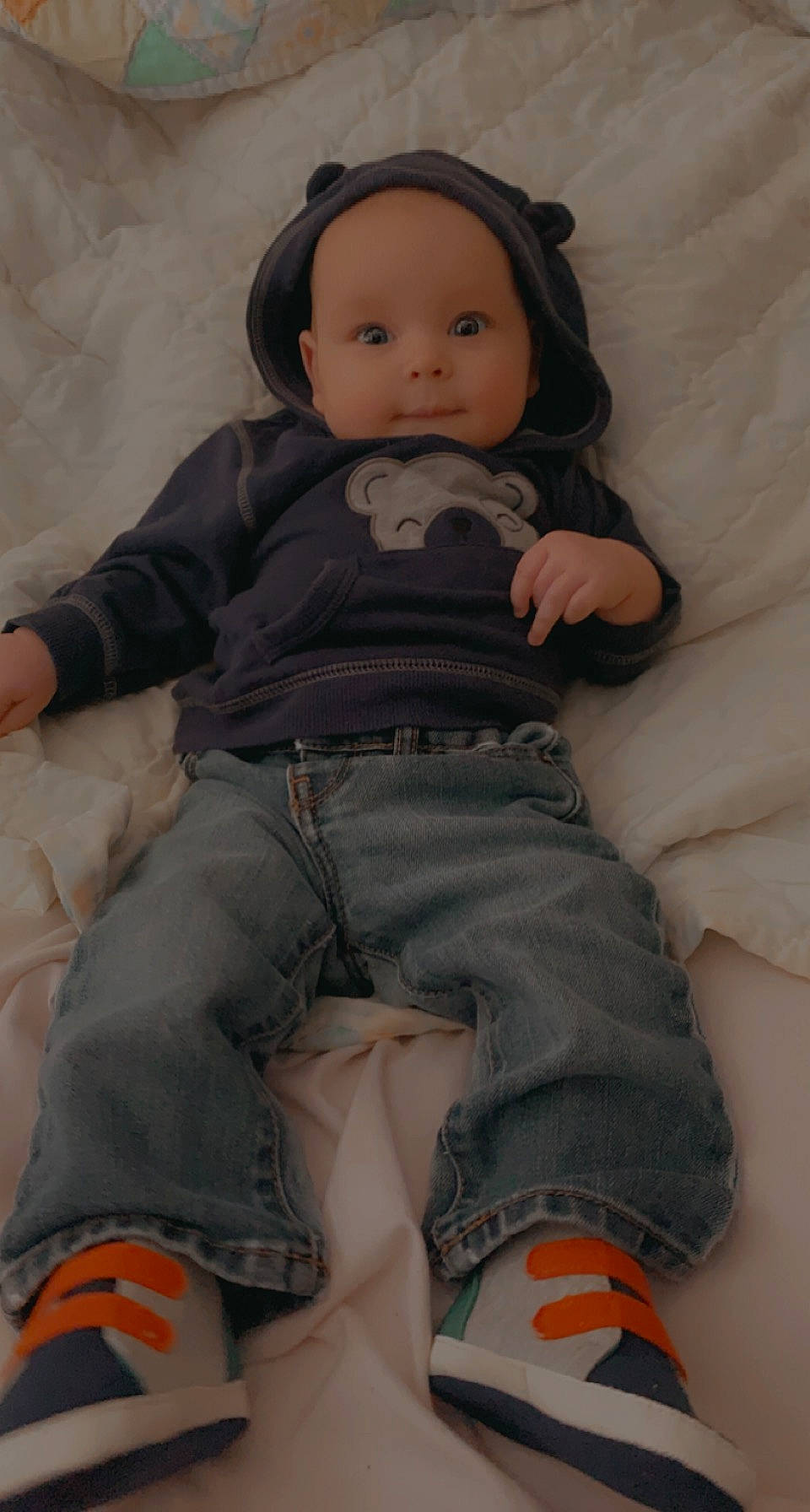 Randy joined the competition — help win amazing prizes! baby, baby_toddler_clothing, cheek, child, comfort, doll, eye, foot, hand, head, human_leg, knee, lip, nose, skin, sleeve, textile, thigh, toy, white