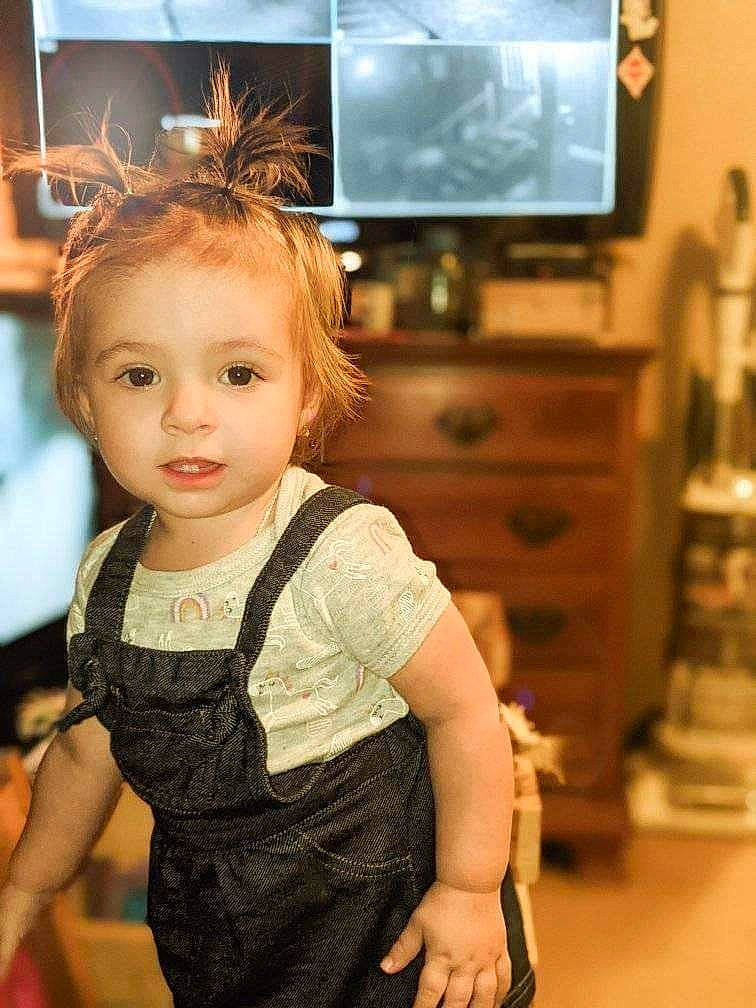 Roselyn joined the competition — help win amazing prizes! baby_toddler_clothing, blond, brown_hair, cable_television, chest_of_drawers, child, fashion_design, flash_photography, flooring, fun, happy, home_appliance, iris, person, sitting, sleeve, standing, television, television_set, toddler