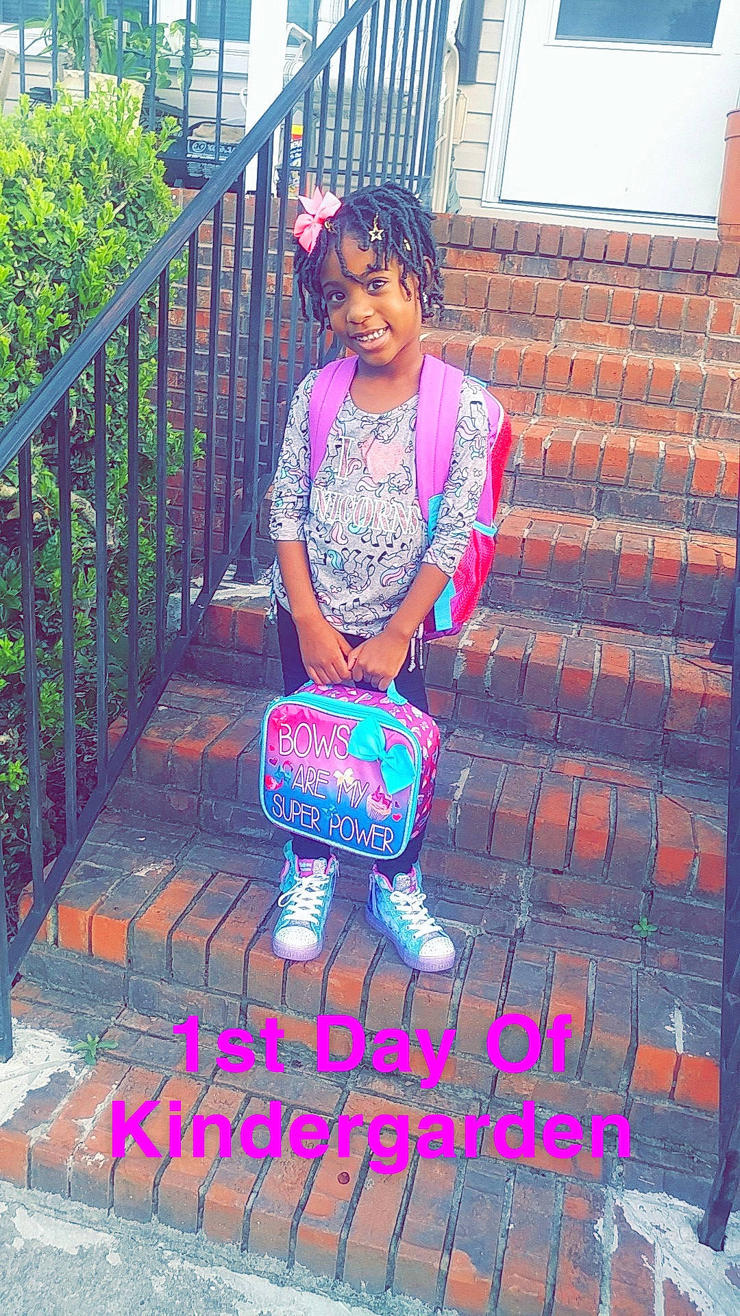 Izzy is registered to the contest to win money with this photo: black_hair, child, child_model, hair, hairstyle, headwear, joy, leisure, long_hair, magenta, pattern, person, pink, t_shirt, textile