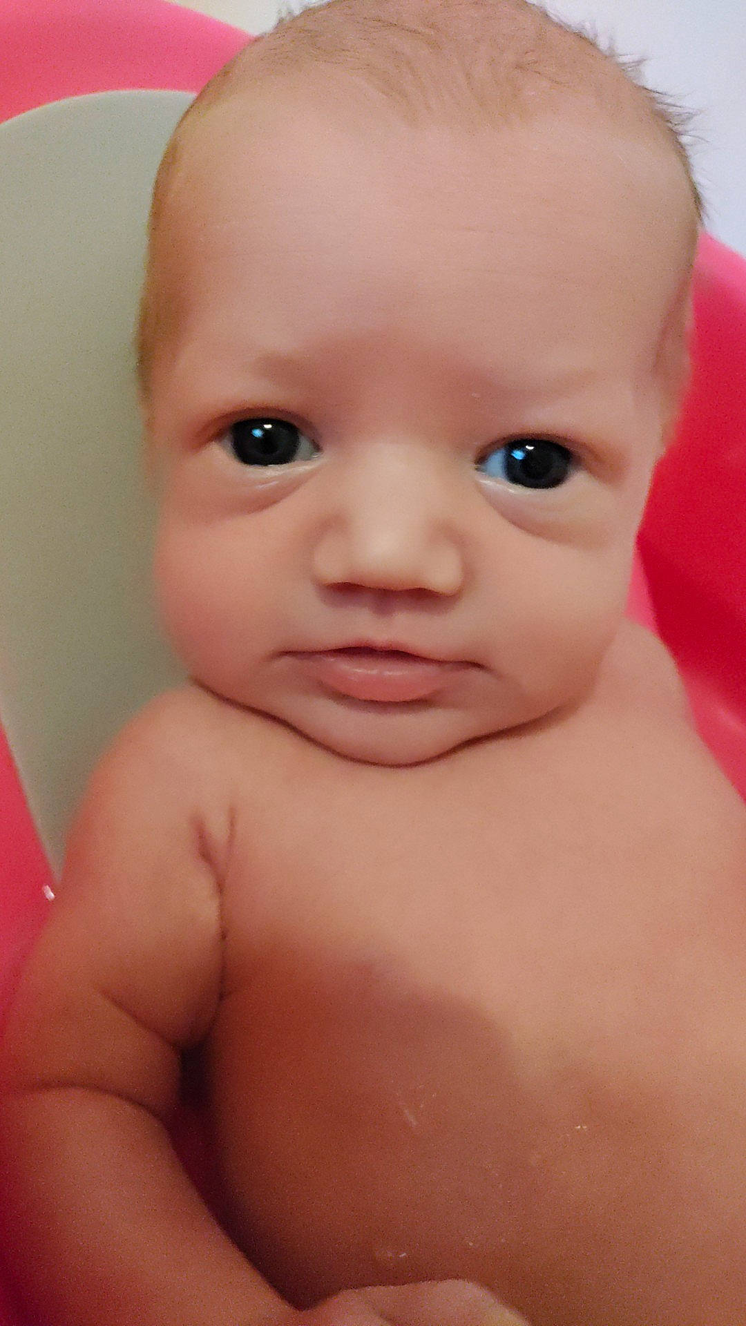 Karleigh is registered to the contest to win money with this photo: baby, cheek, chest, chin, ear, eye, eyebrow, eyelash, finger, forehead, gesture, head, iris, lip, mouth, neck, nose, person, skin, thumb