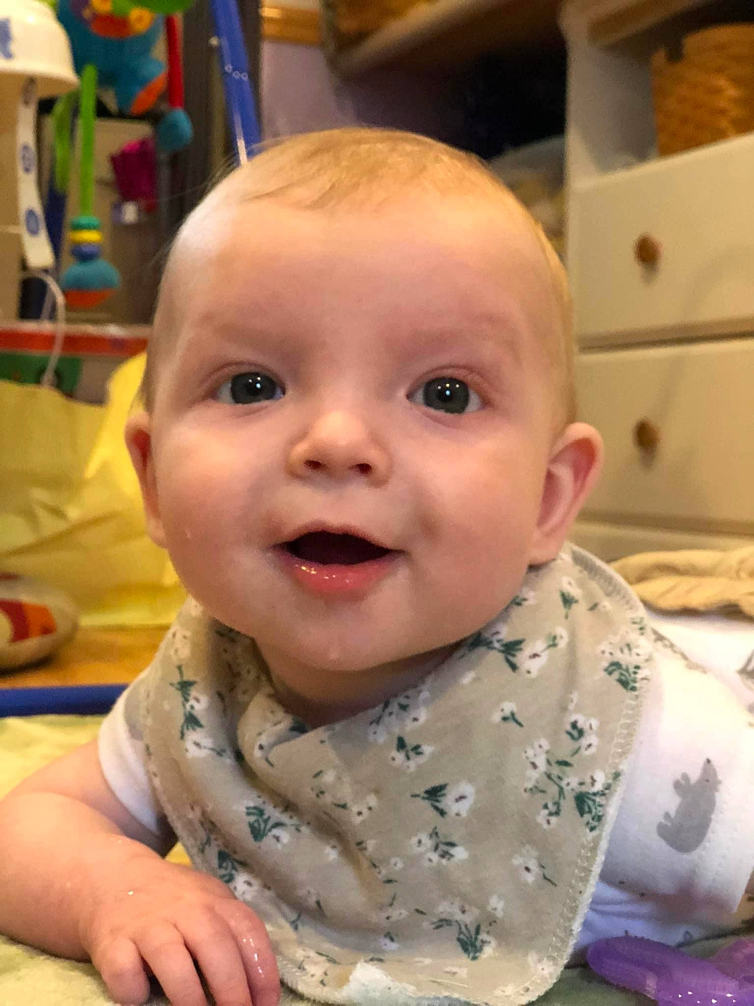 Cooper joined the competition — help win amazing prizes! baby, baby_toddler_clothing, cabinetry, cheek, child, eye, facial_expression, fun, happy, head, iris, mouth, nose, person, photograph, sitting, skin, sleeve, smile, snapshot