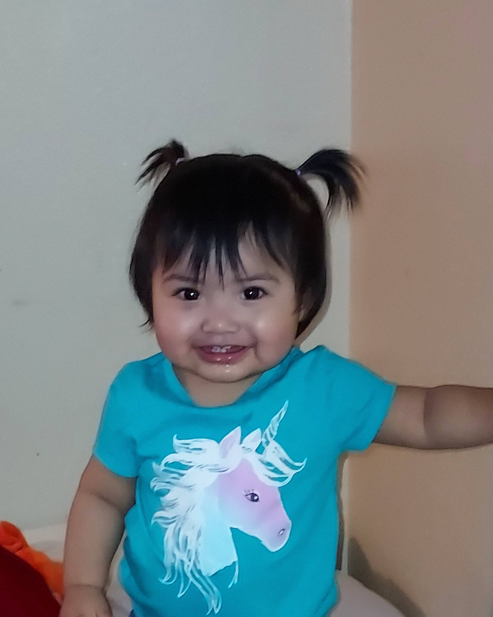 Paisley joined the competition — help win amazing prizes! arm, azure, baby_toddler_clothing, bangs, cheek, child, ear, eyelash, facial_expression, finger, gesture, hand, happy, iris, joy, neck, person, skin, sleeve, smile