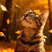Nouga Le Prince participe au concours pour gagner de l'argent avec cette photo : cat, tabby, autumn, falling_leaves, orange, yellow, nature, outdoor, animal, fur, whiskers, peaceful, sunlight, forest, leaf, season, closeup, pet, cute, relaxed