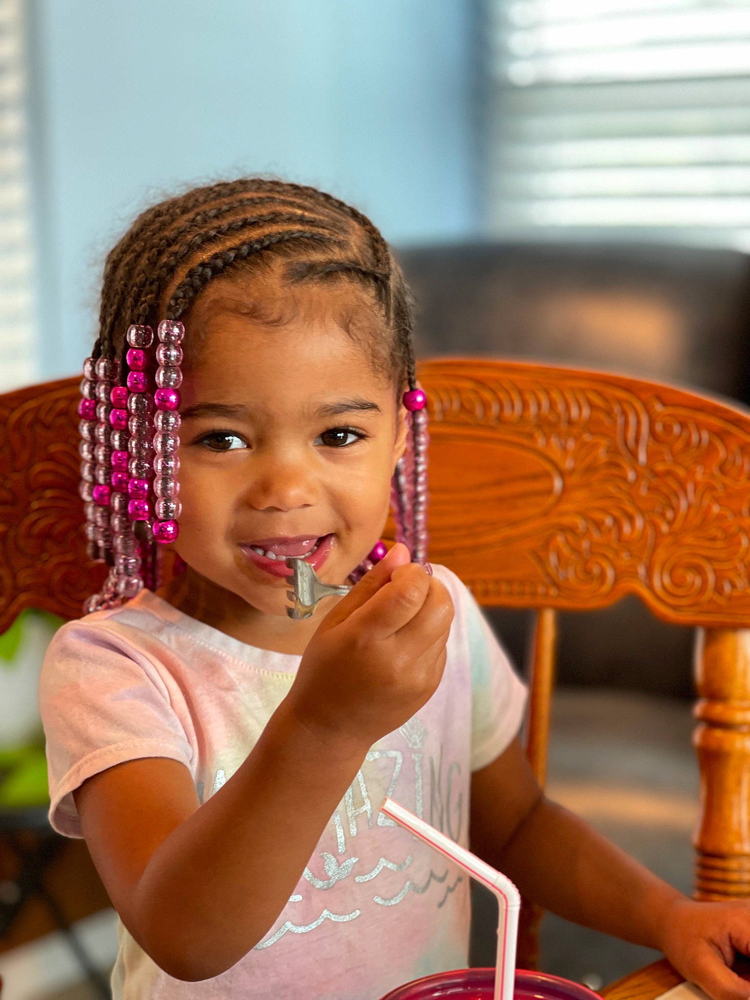 Nadia is registered to the contest to win money with this photo: beauty, black_hair, braid, child, cornrows, dreadlocks, ear, event, fashion_accessory, fashion_design, fun, hair_accessory, happy, human, jewellery, leisure, people, person, smile, tableware